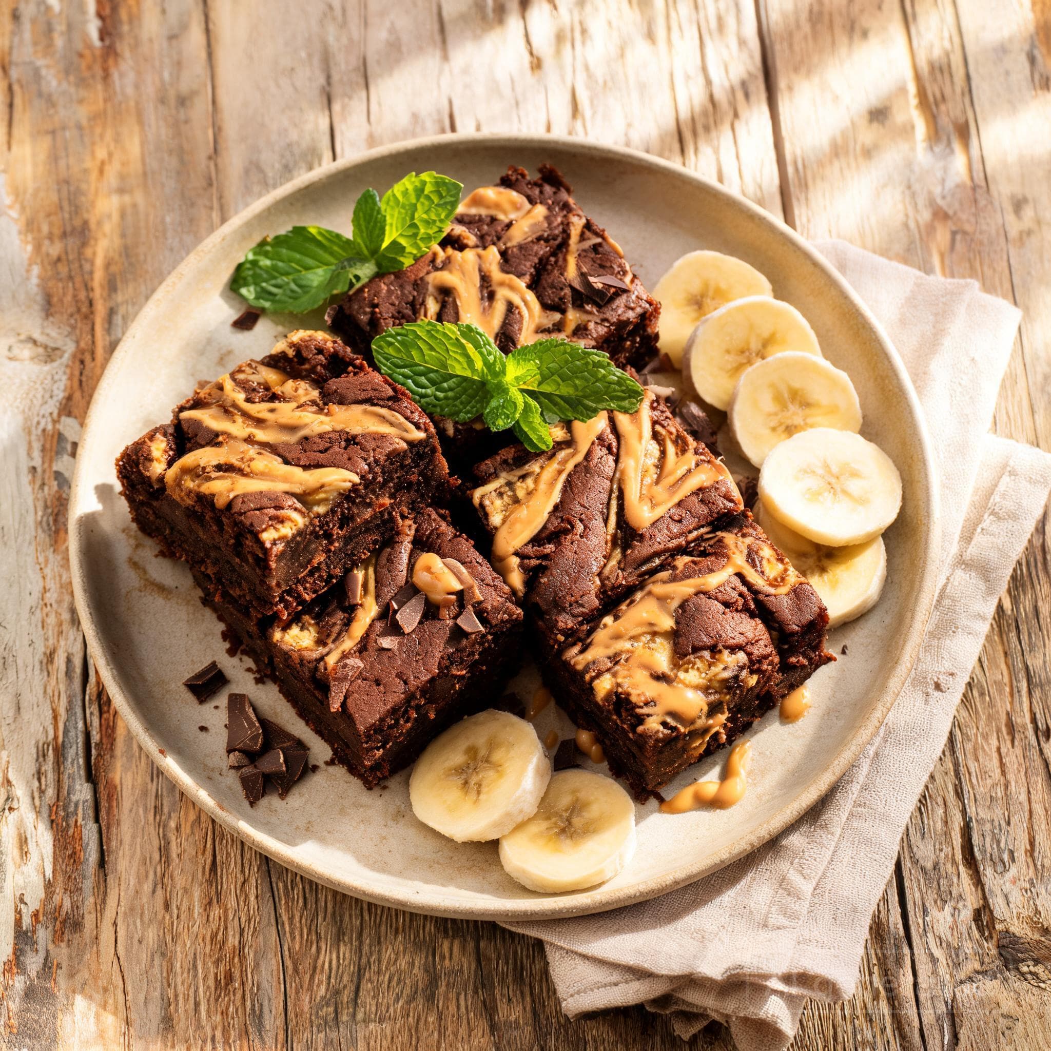 Vegane Bananen-Erdnuss-Brownies