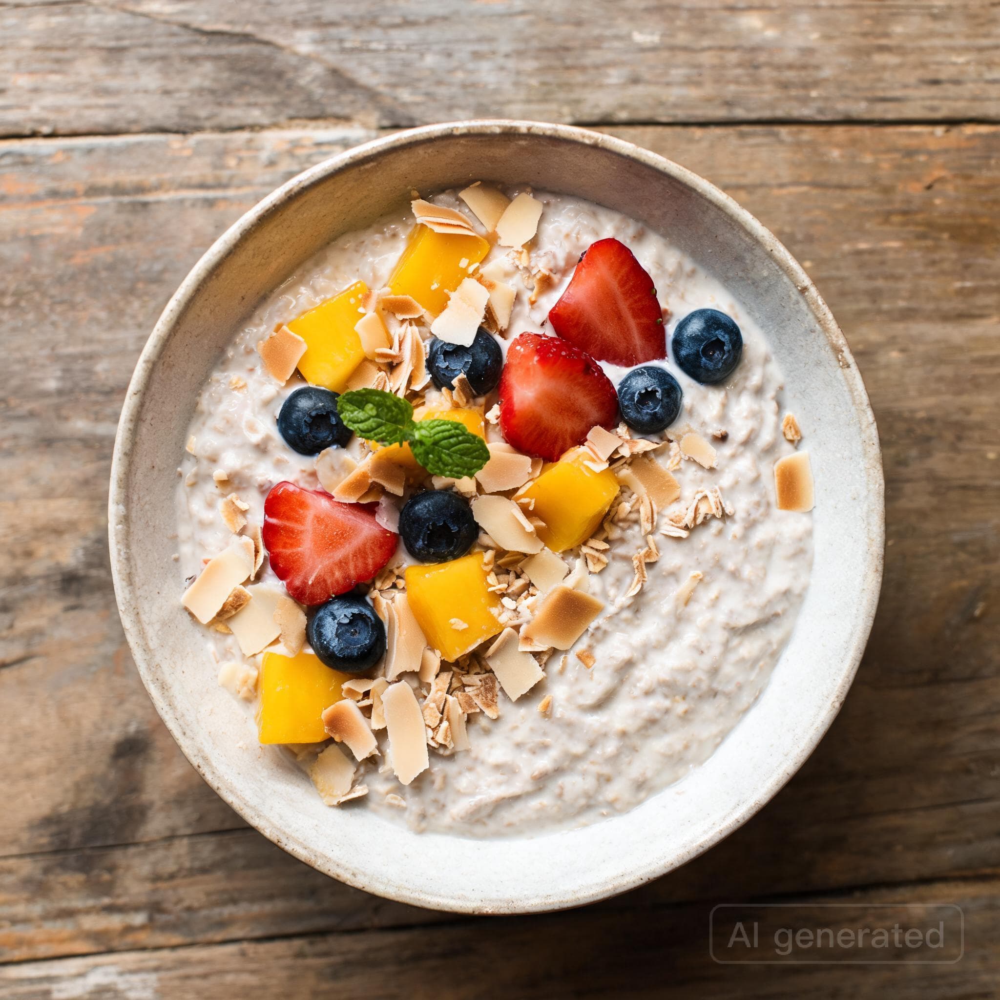 Kokos-Overnight-Oats mit Früchten