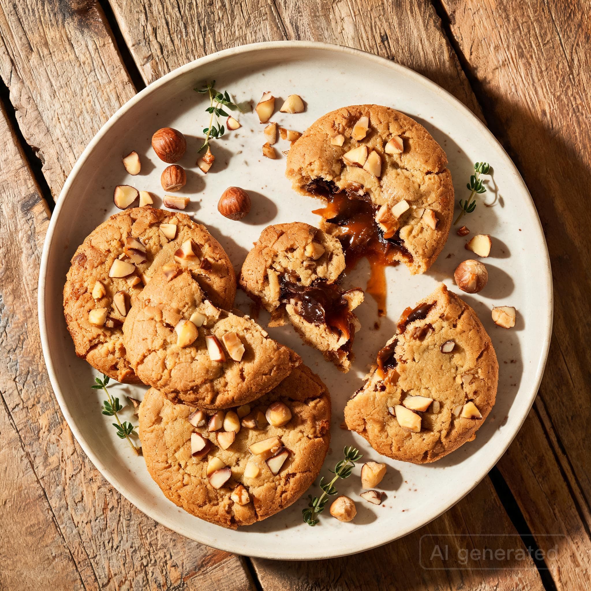Knusprige Karamell-Schoko-Haselnuss-Cookies