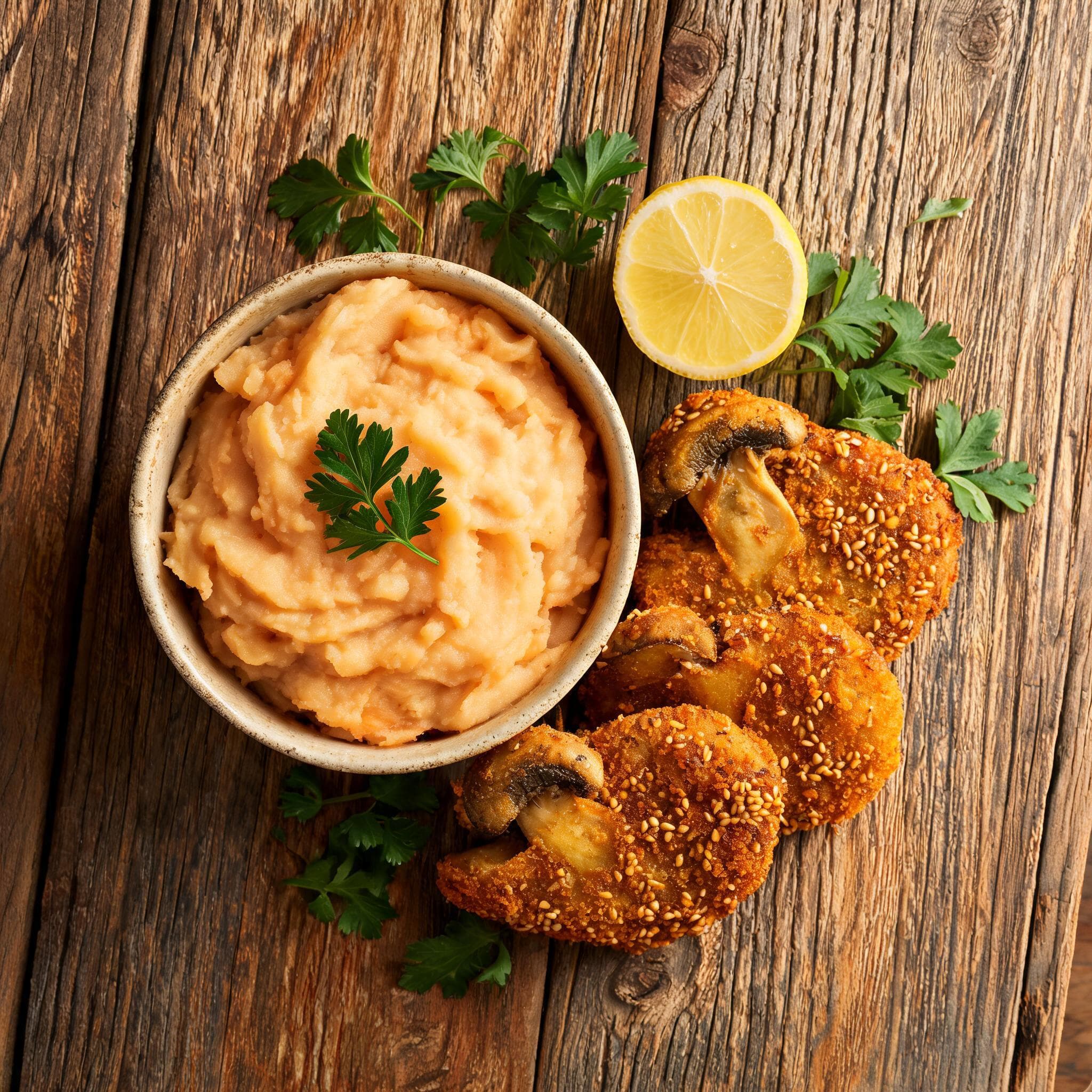 Purée de pommes de terre et escalopes de pleurotes
