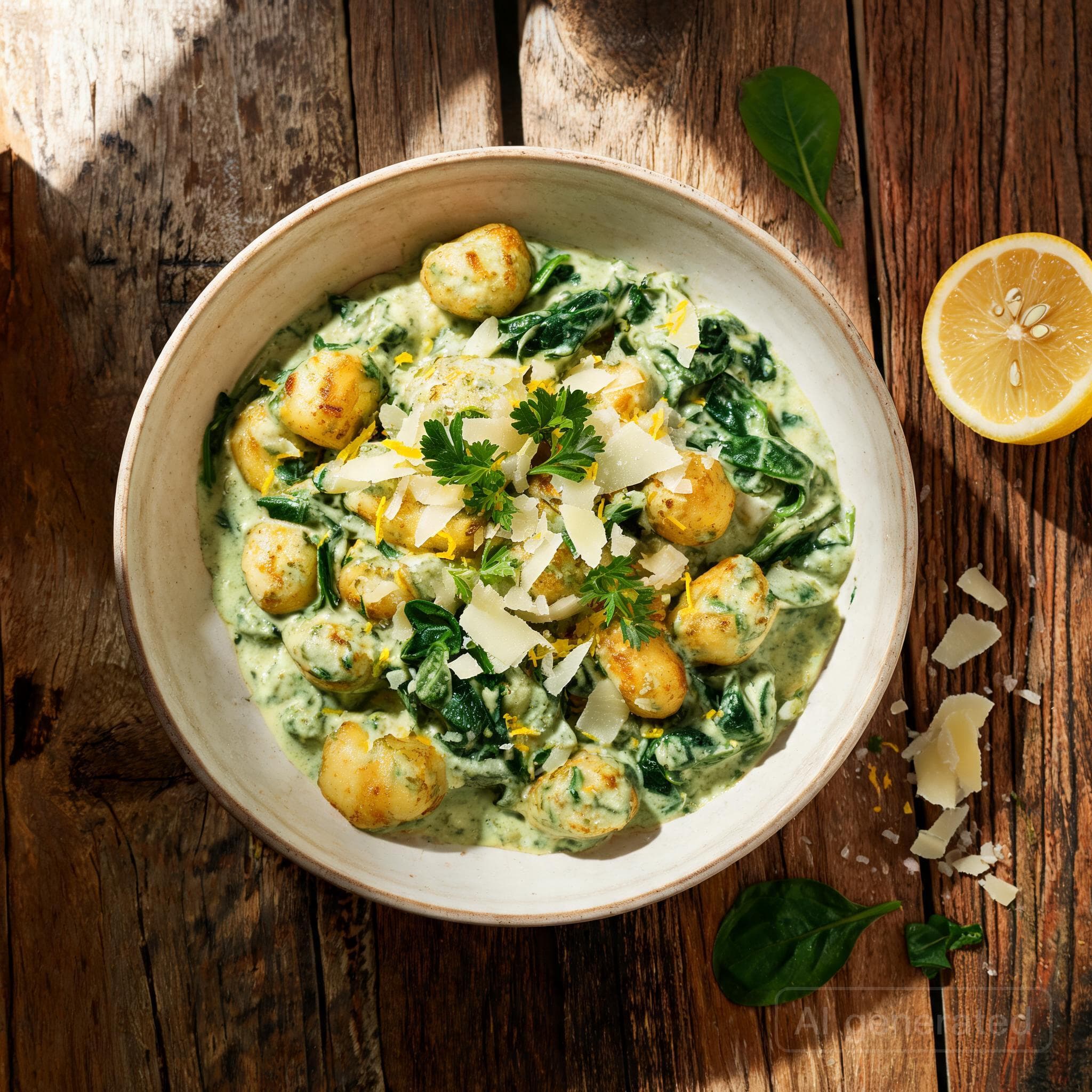 Gnocchi in Zitronen-Spinat-Rahm