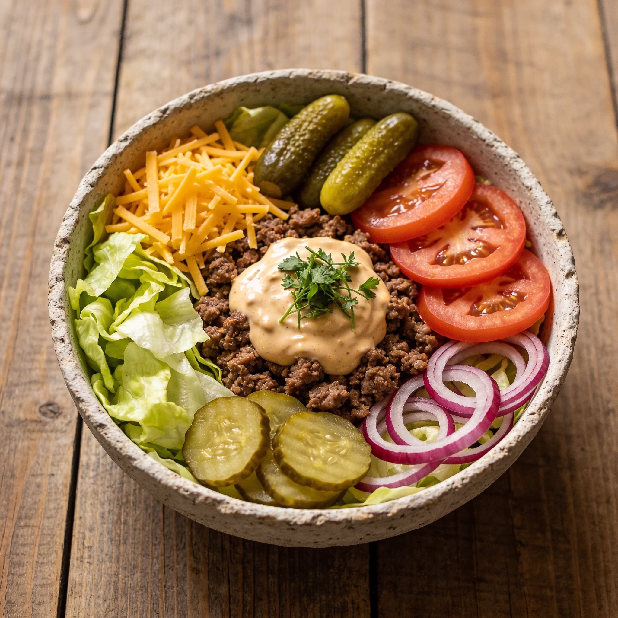 Low-Carb Big Mac Bowl