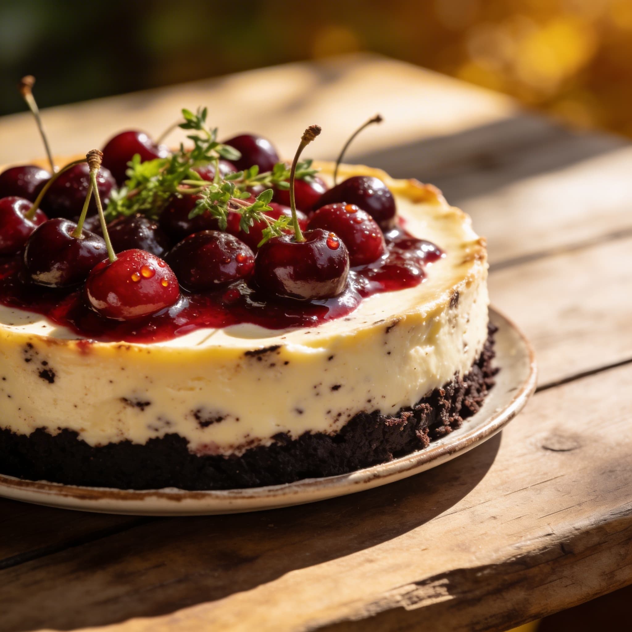 Kirsch-Käsekuchen mit Puderzucker