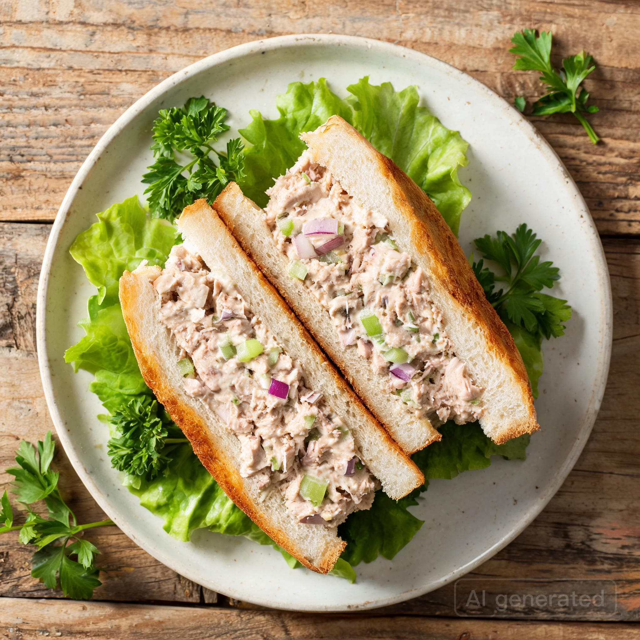 Klassisches Thunfisch-Sandwich mit Sellerie