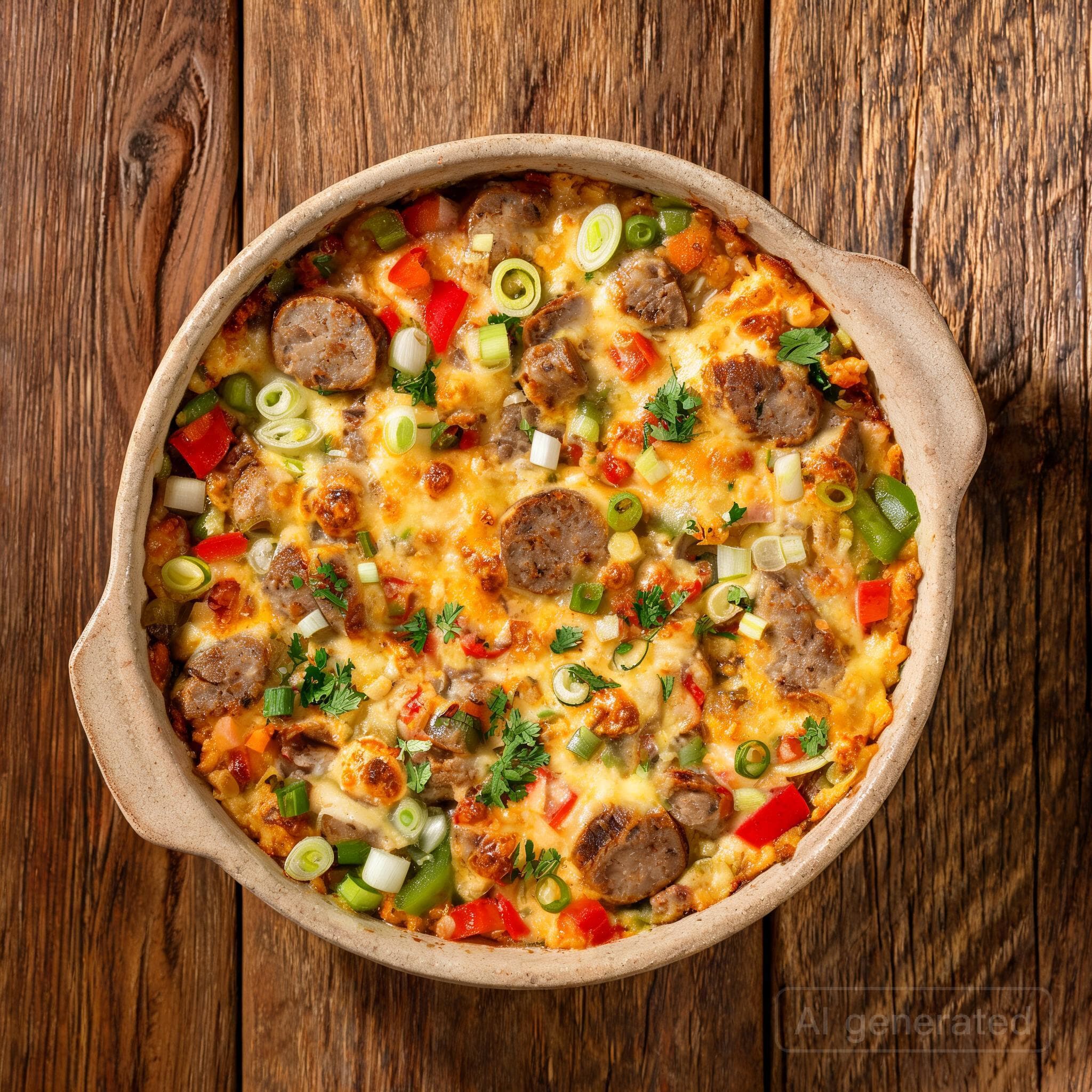 Herzhafter Frühstücksauflauf mit Bratwurst