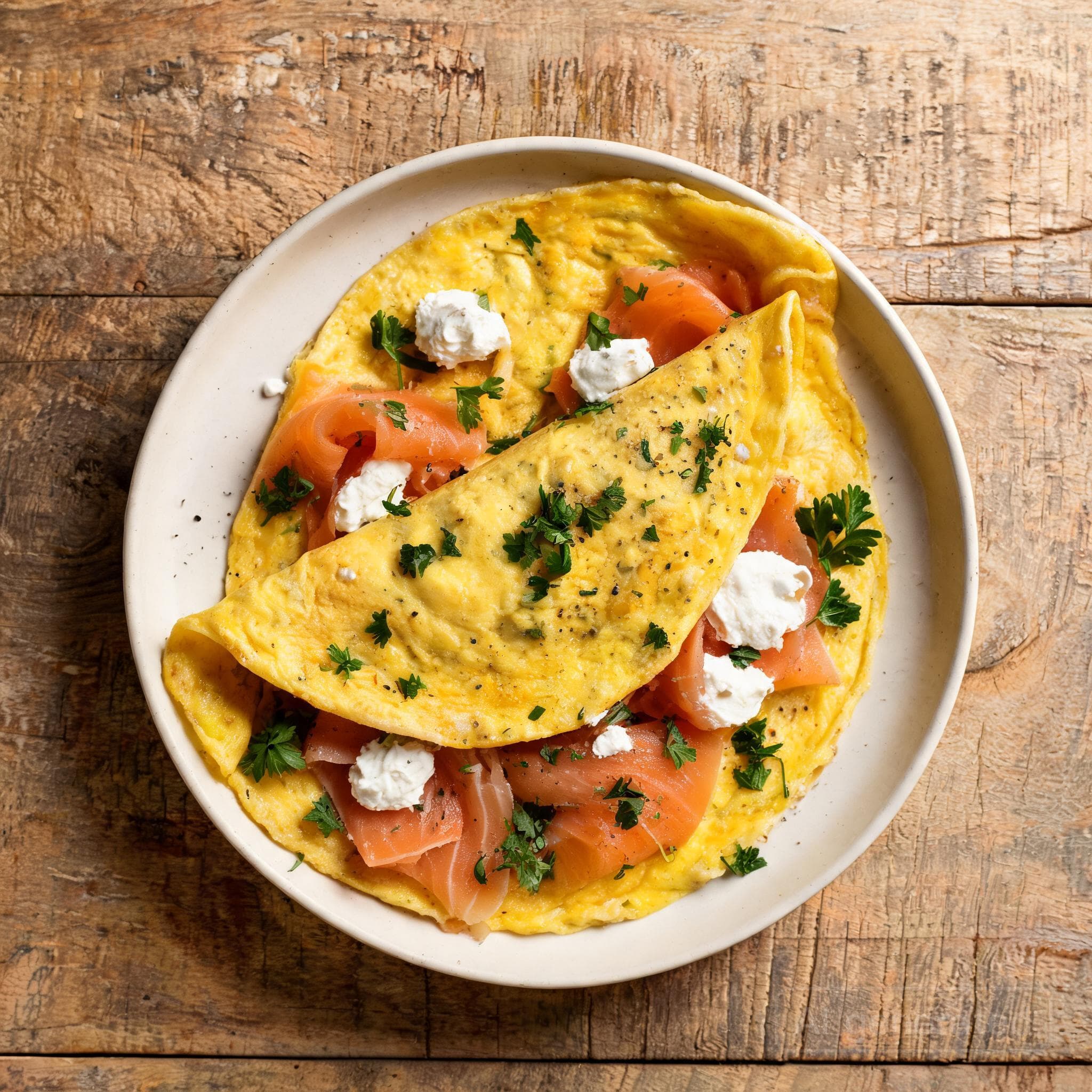 Lachs-Omelett mit feinem Frischkäse