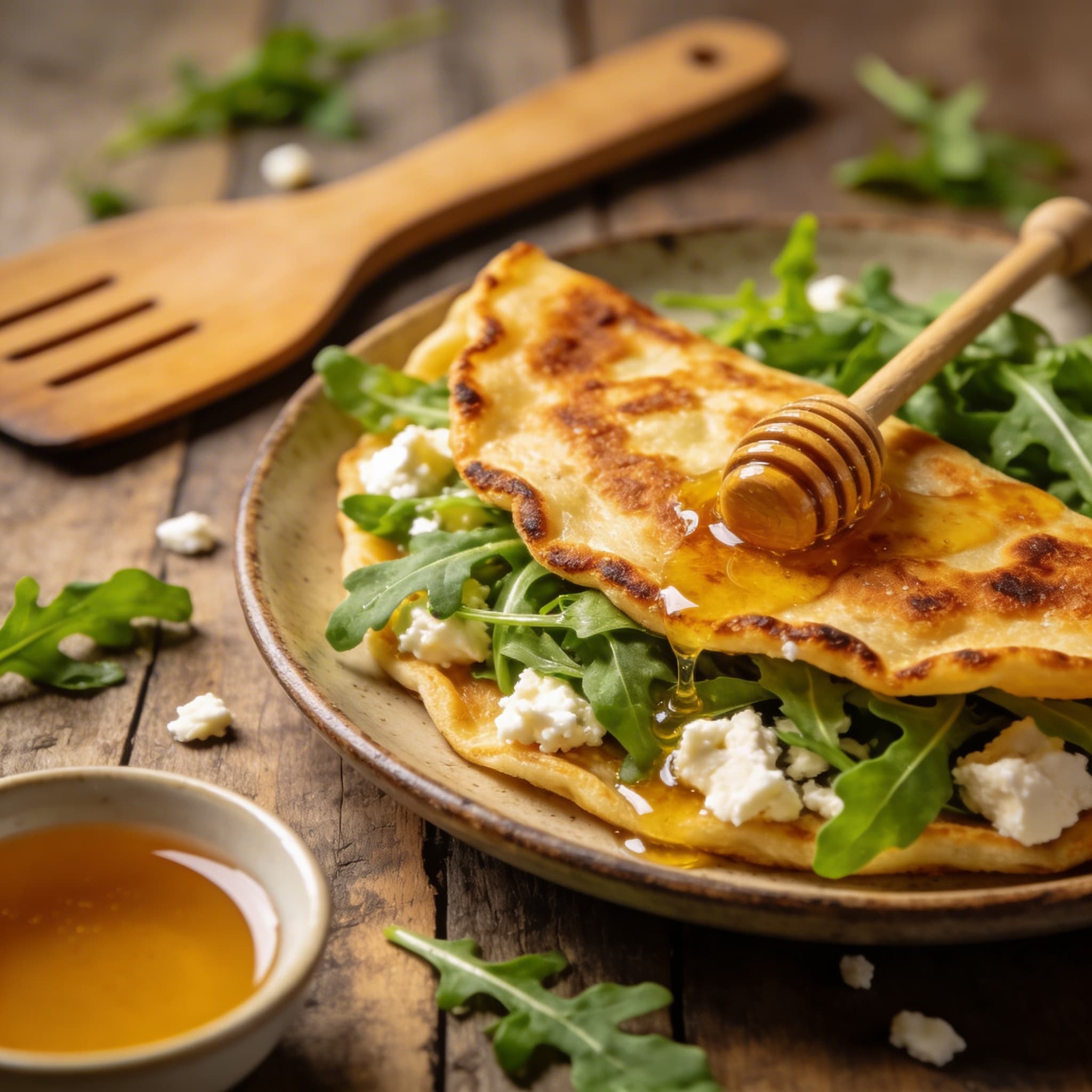 Herzhafte Feta-Rucola-Pfannkuchen