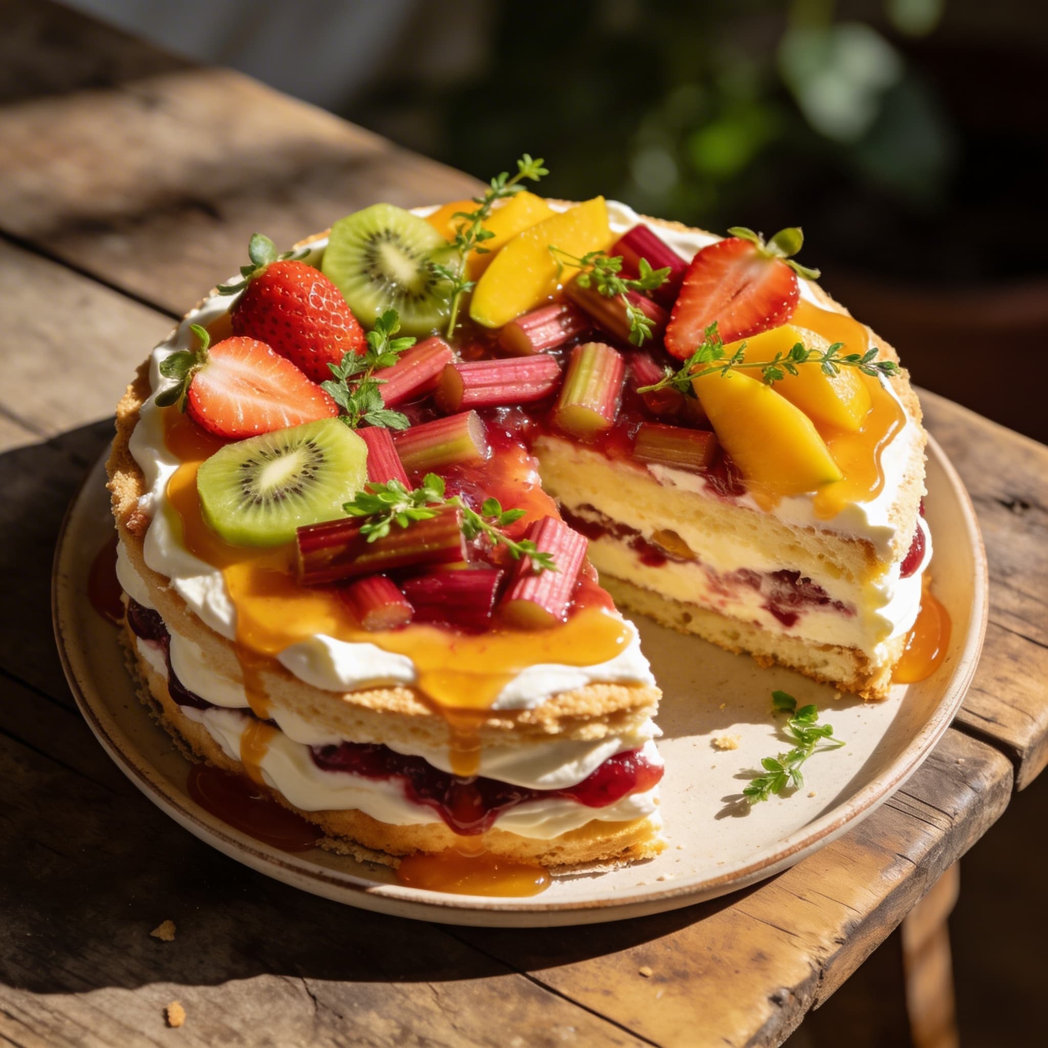 Hausgemachte Sahnetorte mit Früchten