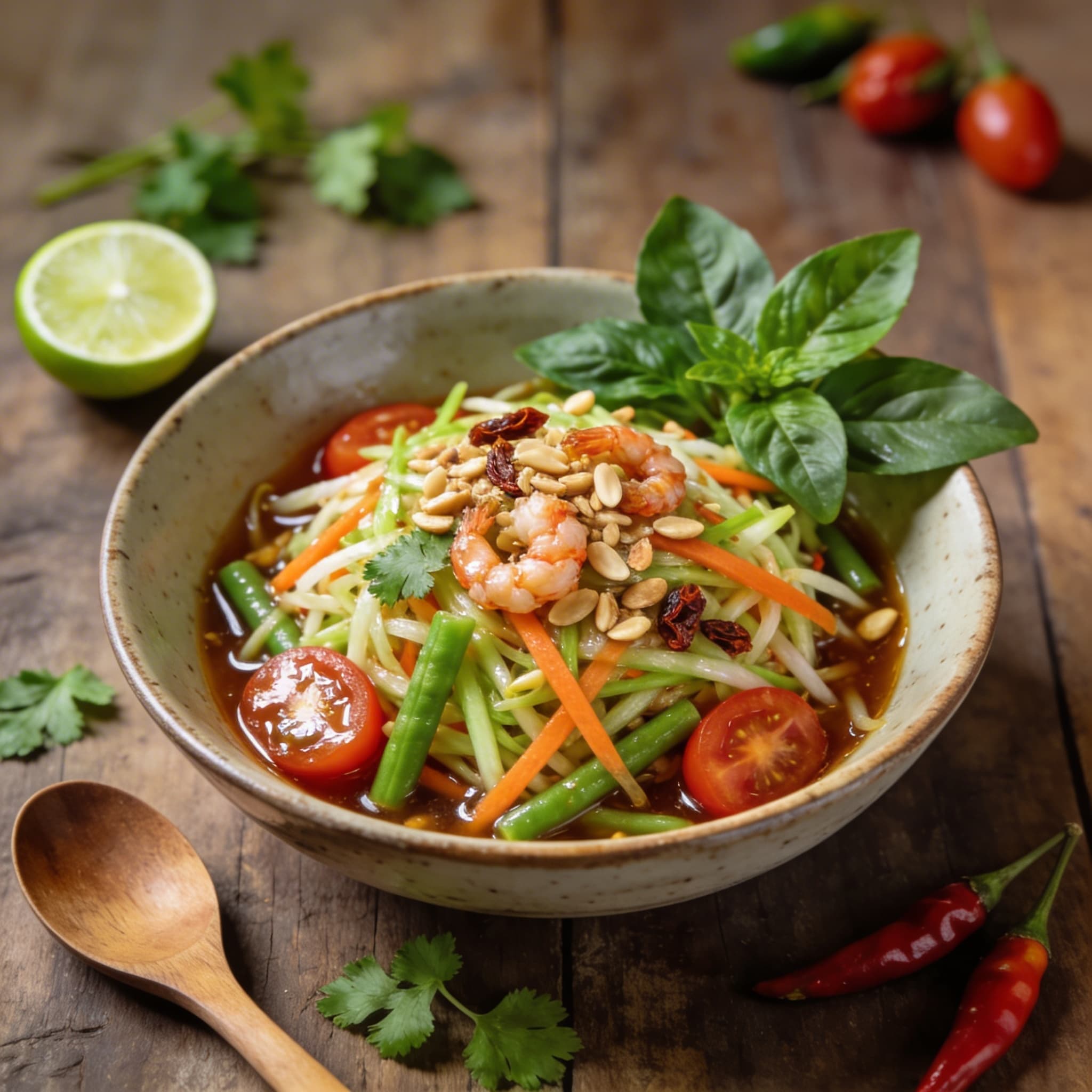 Scharfer Thai-Papayasalat Som Tam