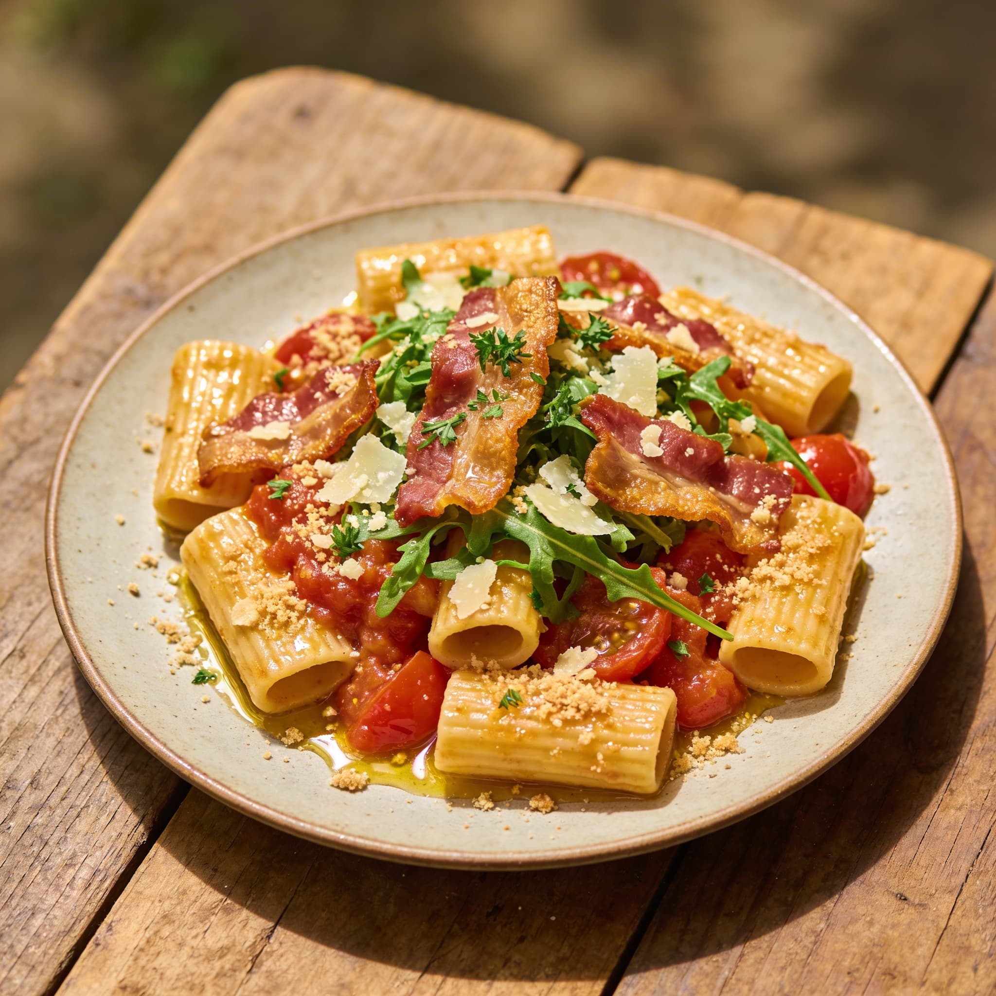 Würzige BLT-Pasta mit Speck