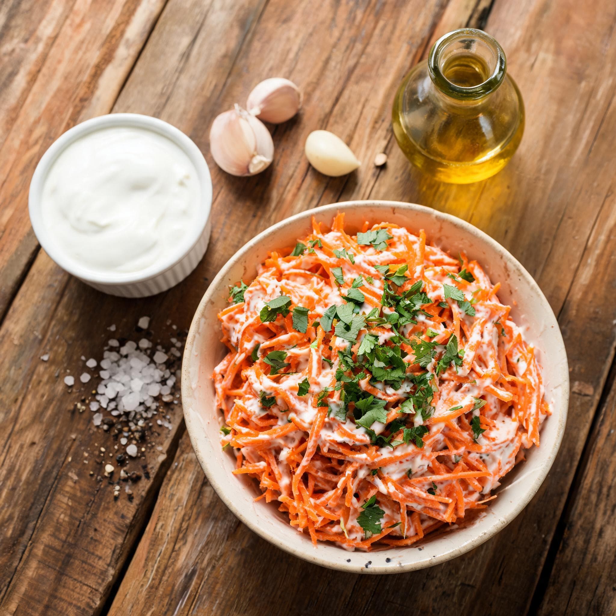 Karottensalat mit Joghurt-Dressing