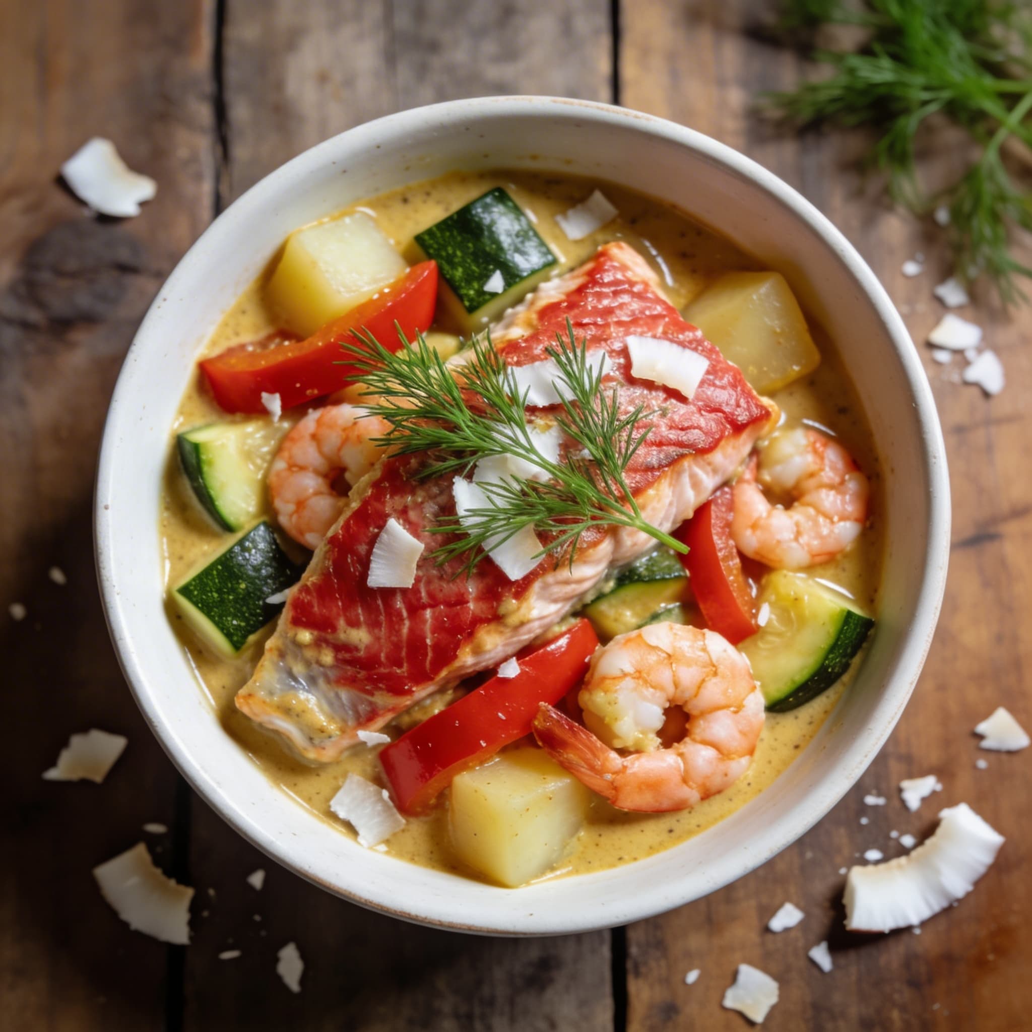 Fisch-Curry mit buntem Gemüse