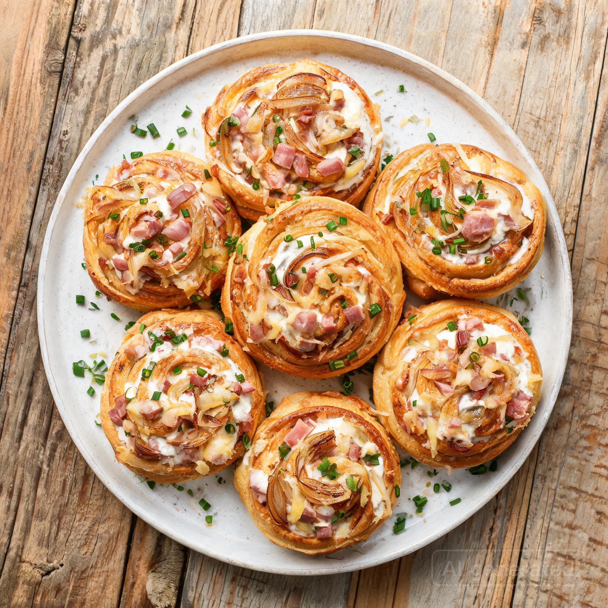 Herzhafte Flammkuchen-Schnecken