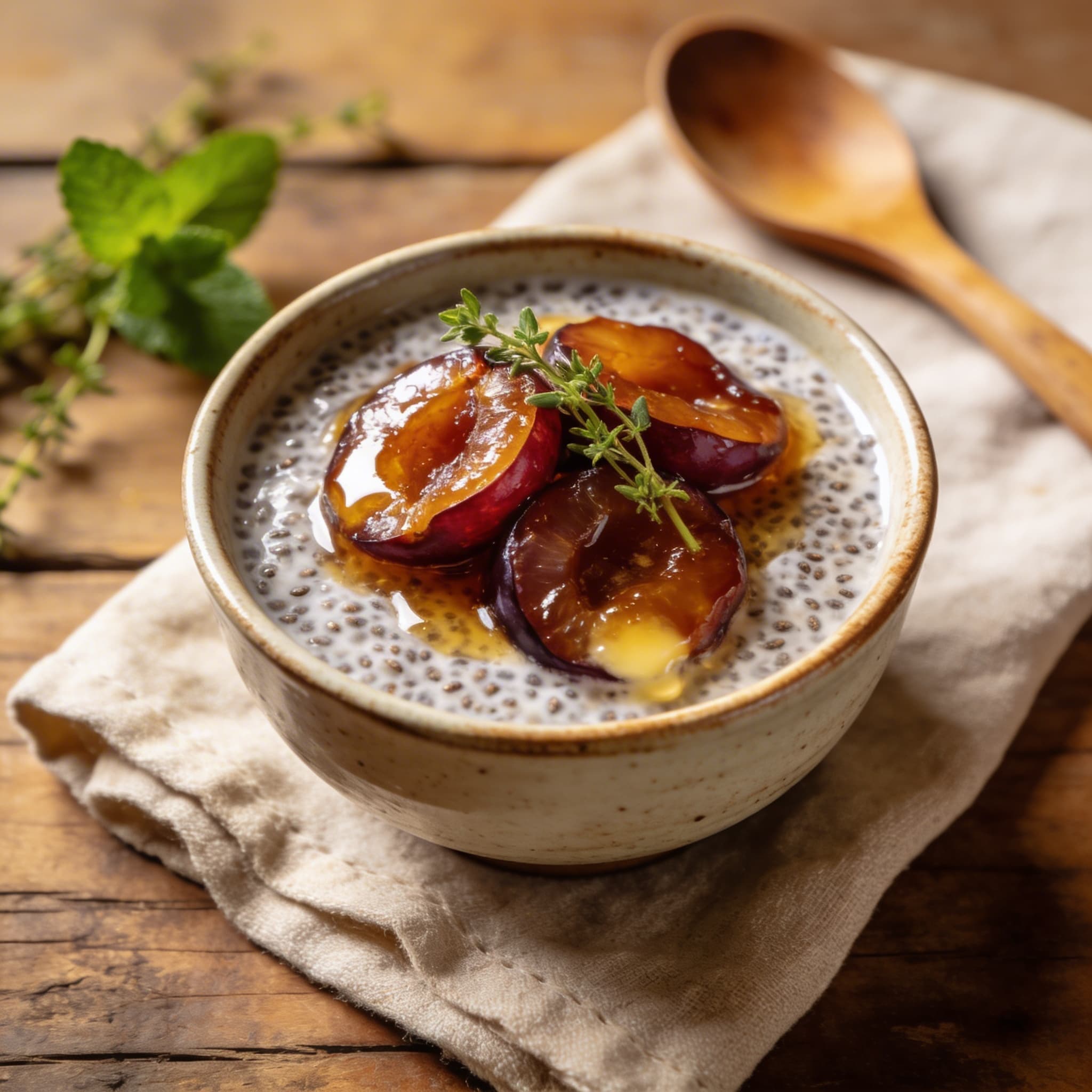 Chia-Pudding mit Zimt-Pflaumen