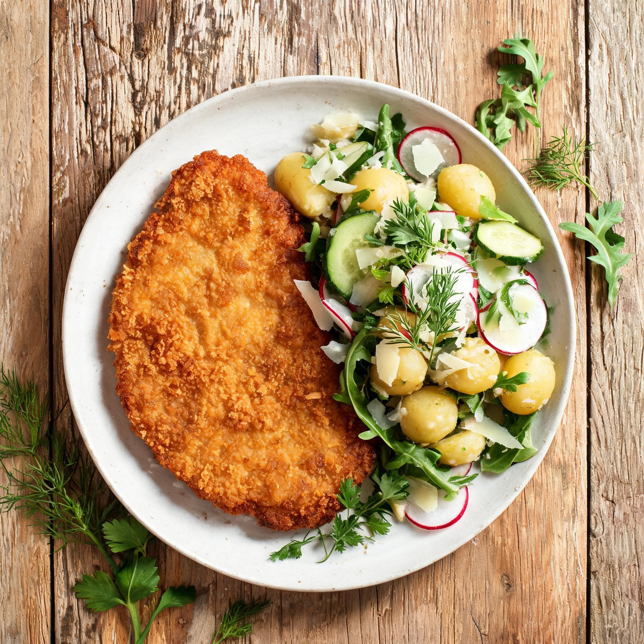 Escalopes de poulet et salade de pommes de terre