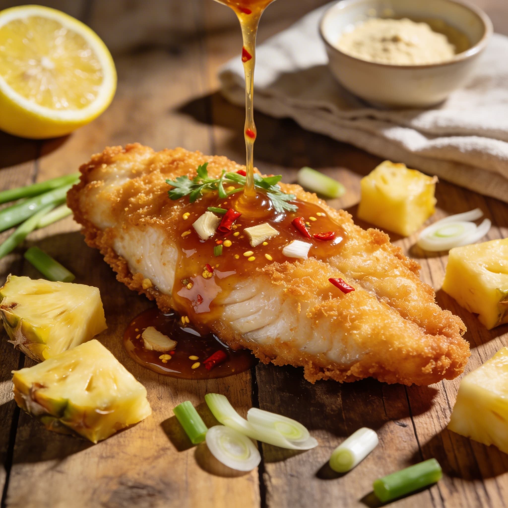 Knuspriges Fischfilet süß-sauer