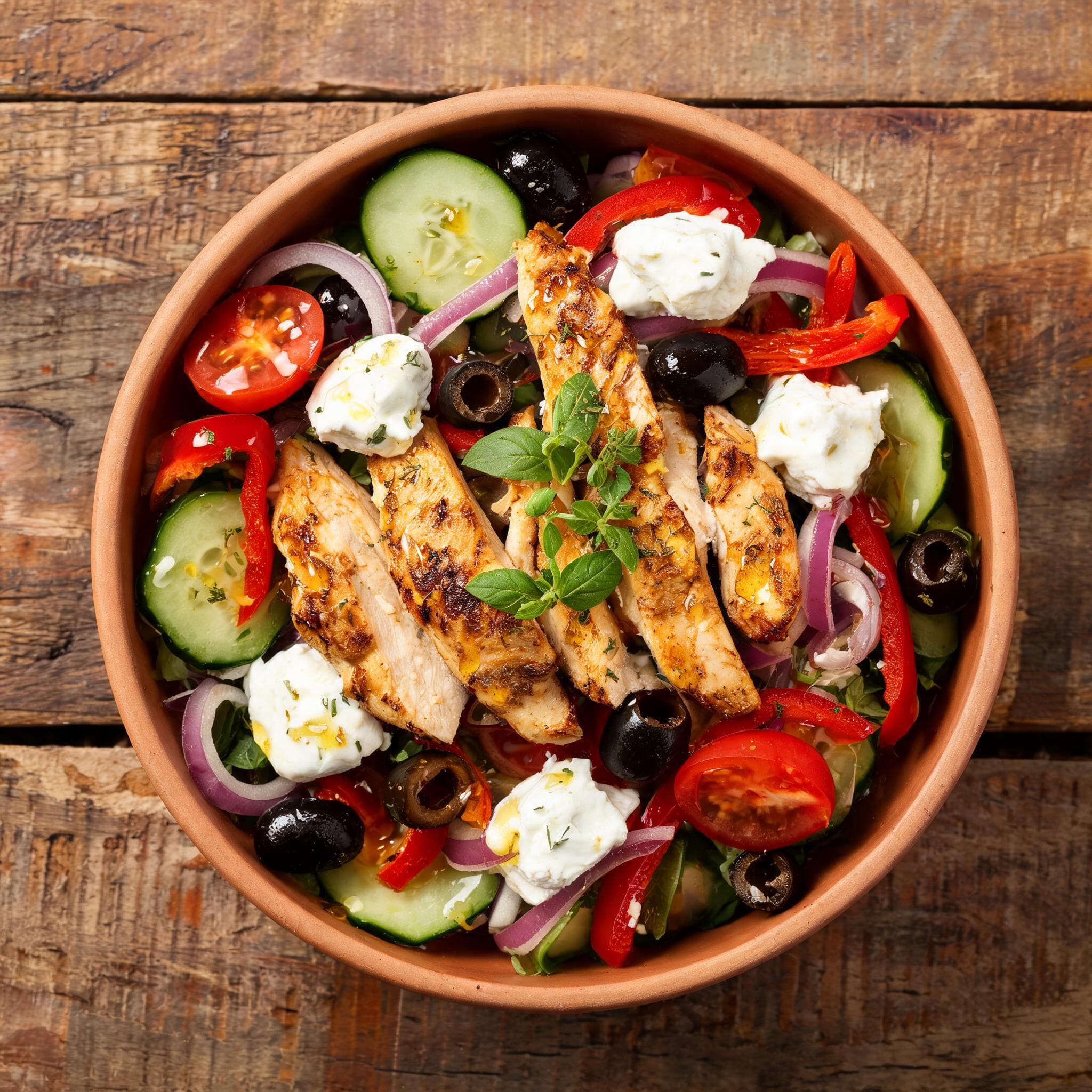 Griechischer Salat mit Hähnchen