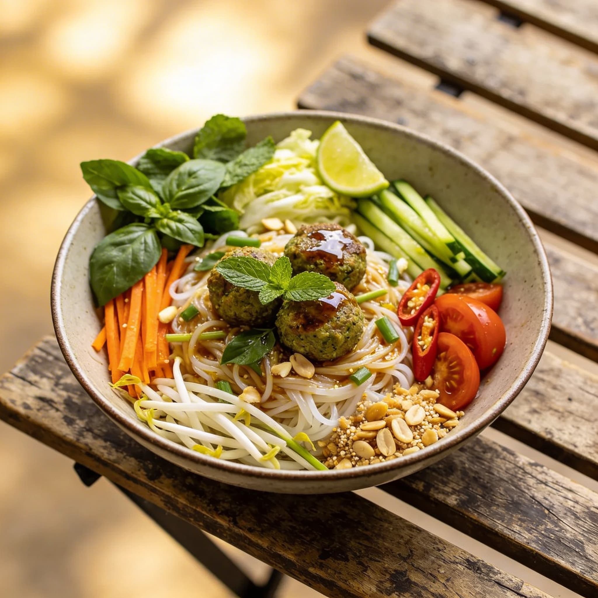 Vietnamesischer Reisnudelsalat mit Zitronengras
