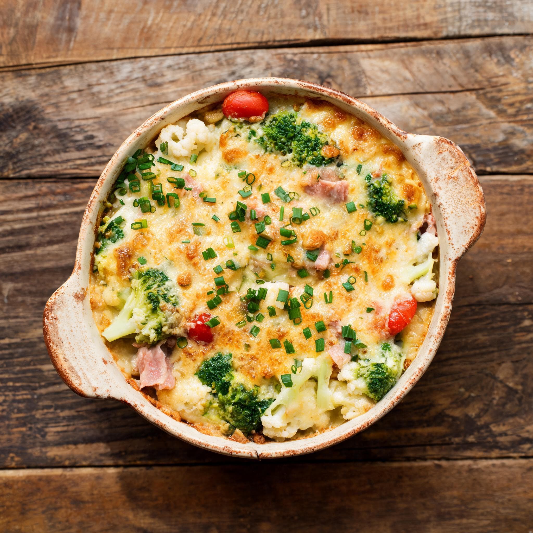 Brokkoli-Blumenkohl-Polenta-Gratin