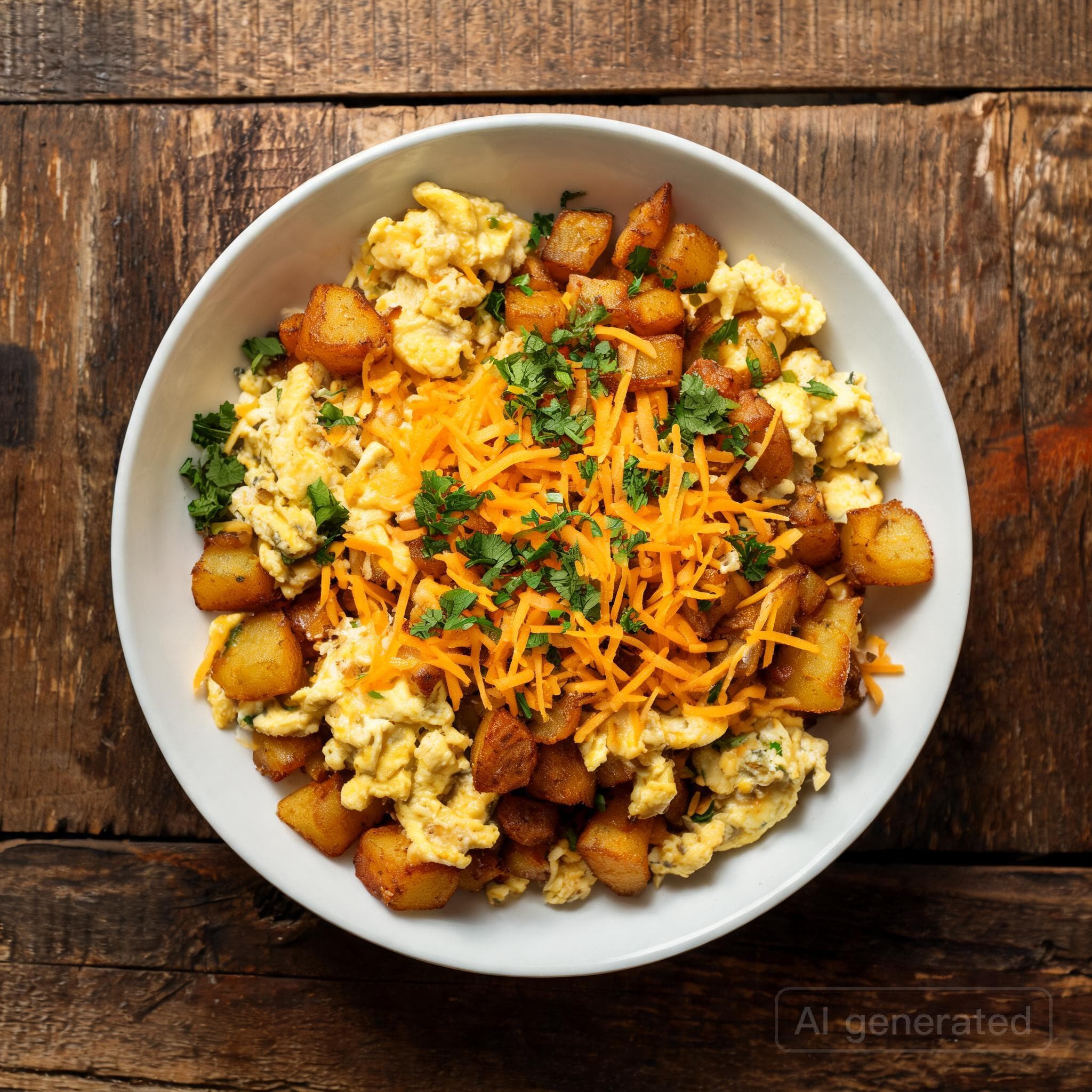 Deftige Rührei-Kartoffeln mit Käse