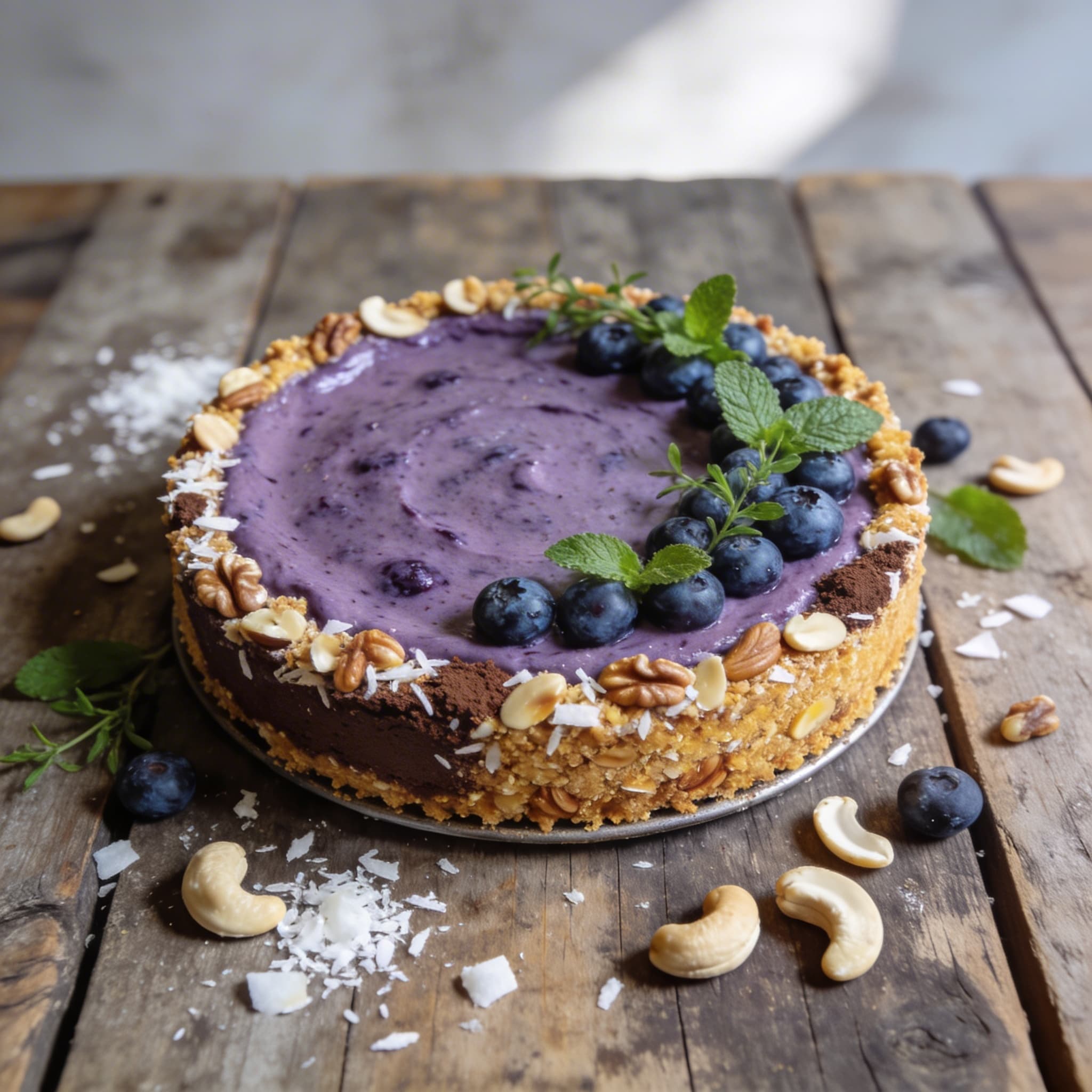Cremiger Blaubeer-Cashew-Cheesecake