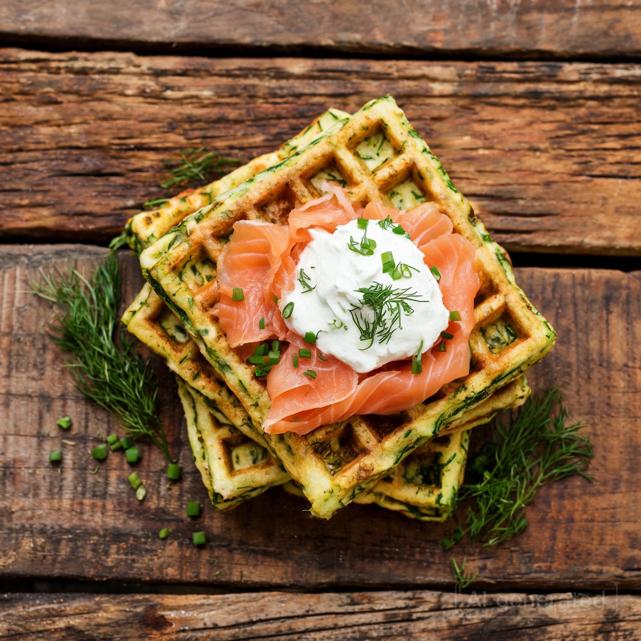 Herzhafte Zucchiniwaffeln mit Lachs