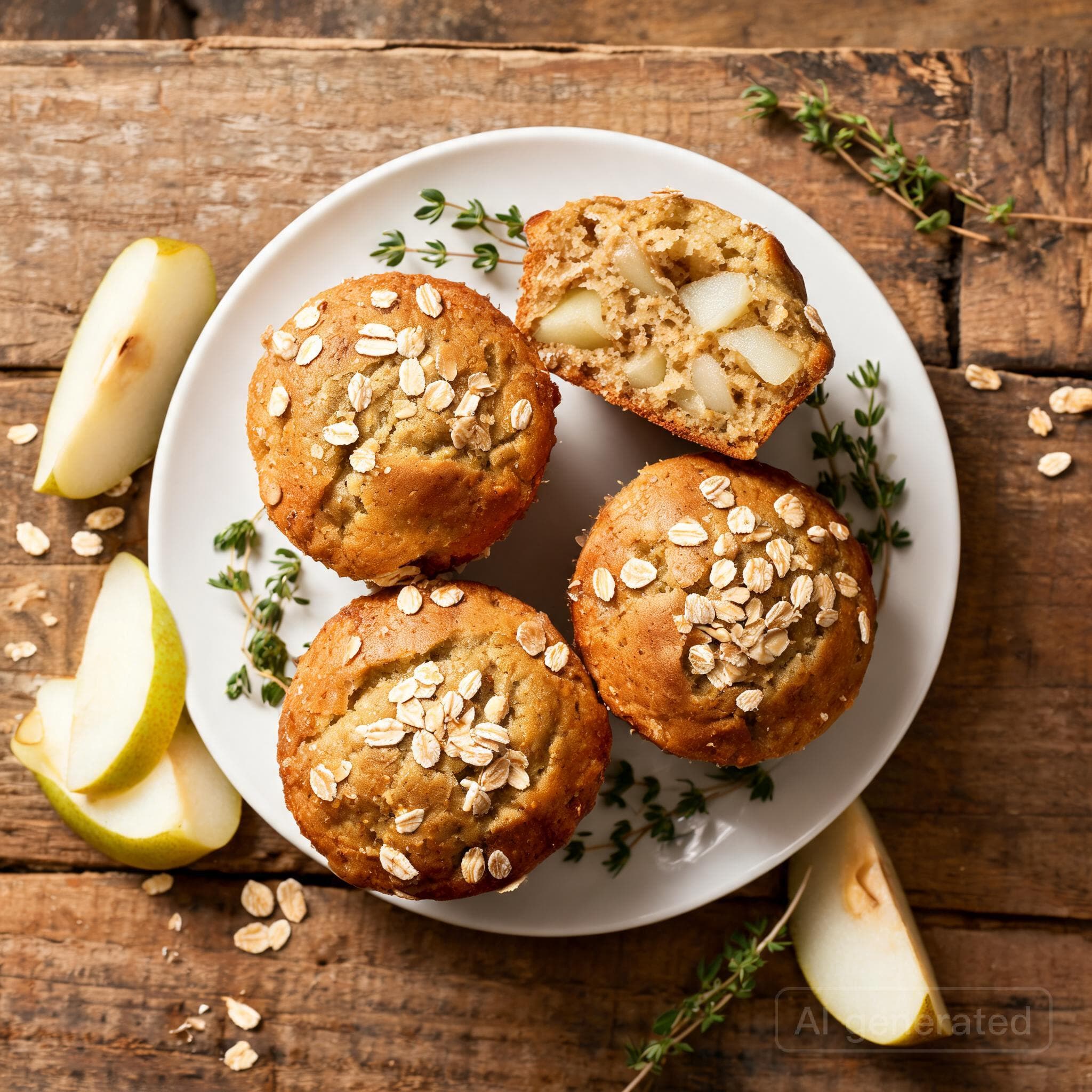 Saftige Birnen-Muffins mit Haferflocken