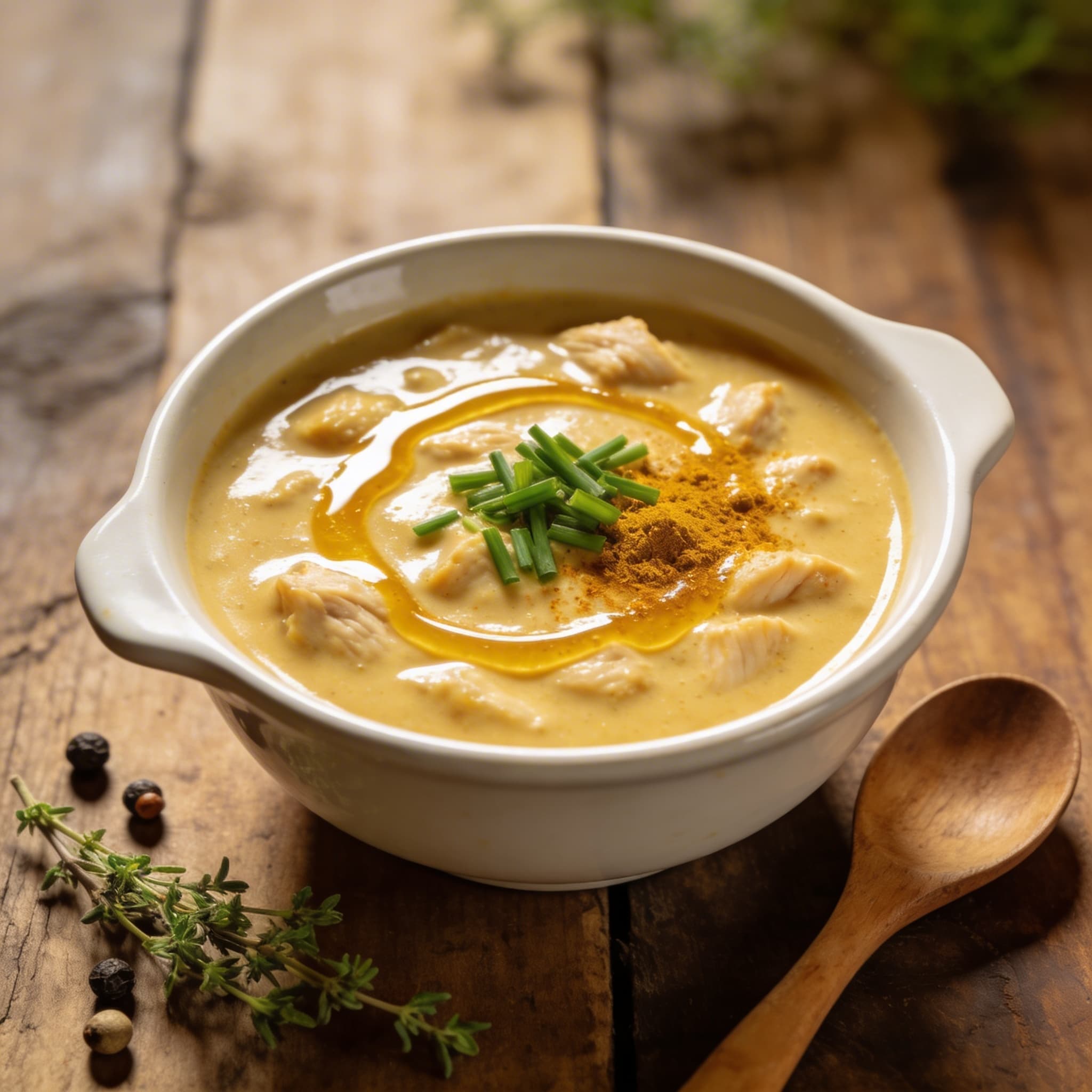 Cremige Hähnchen-Currysuppe