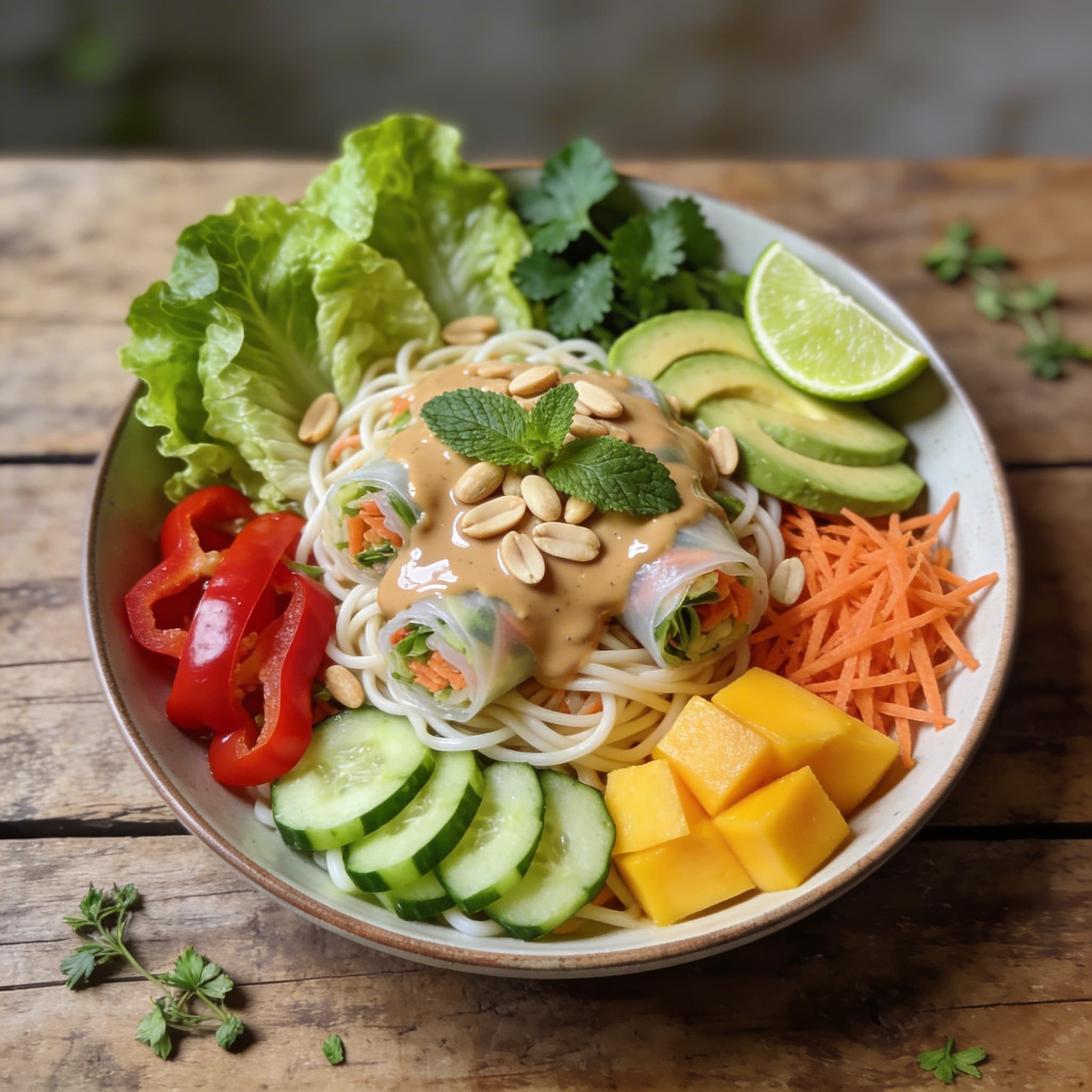 Frischer Sommerrollen Nudelsalat