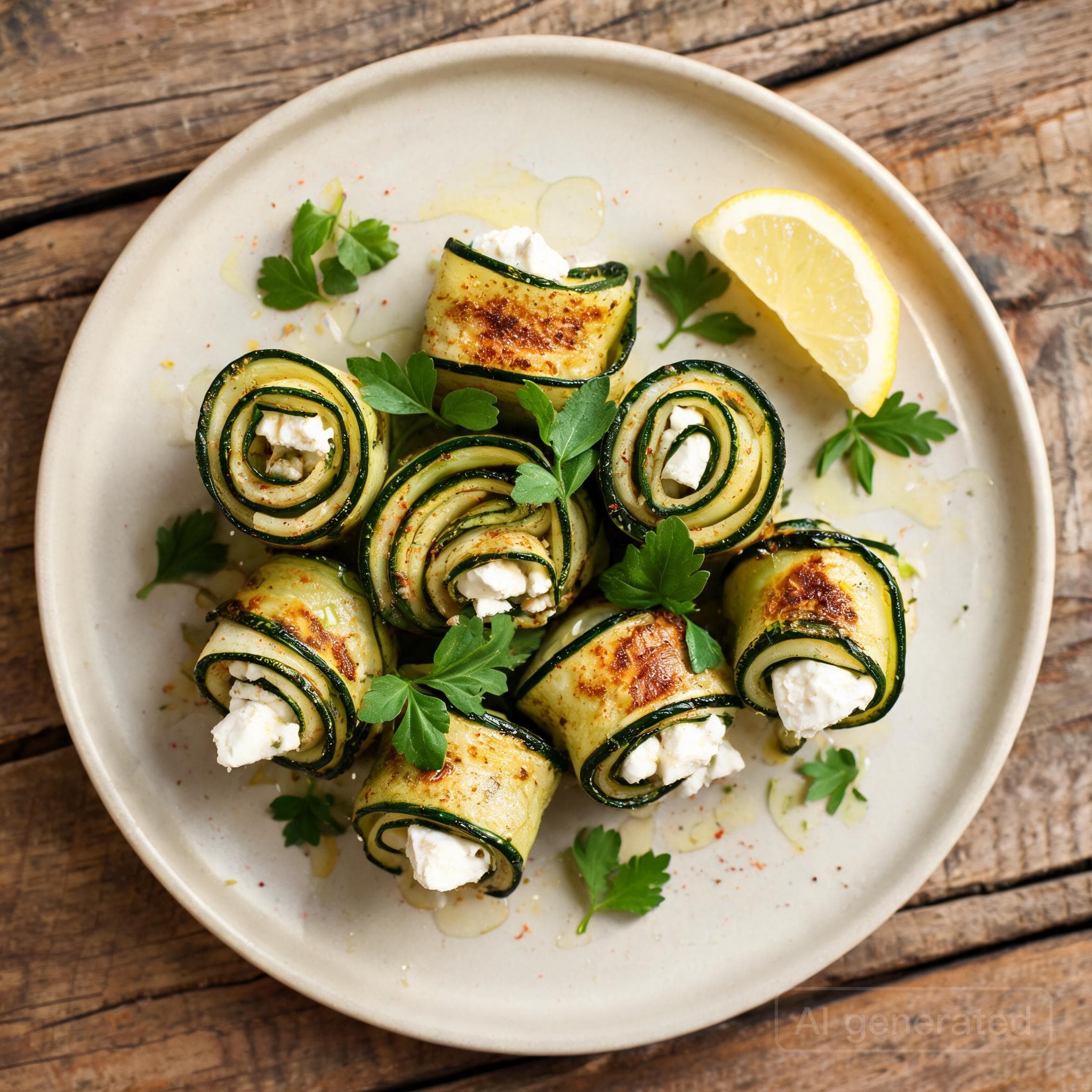 Gebackene Zucchini-Röllchen mit Feta
