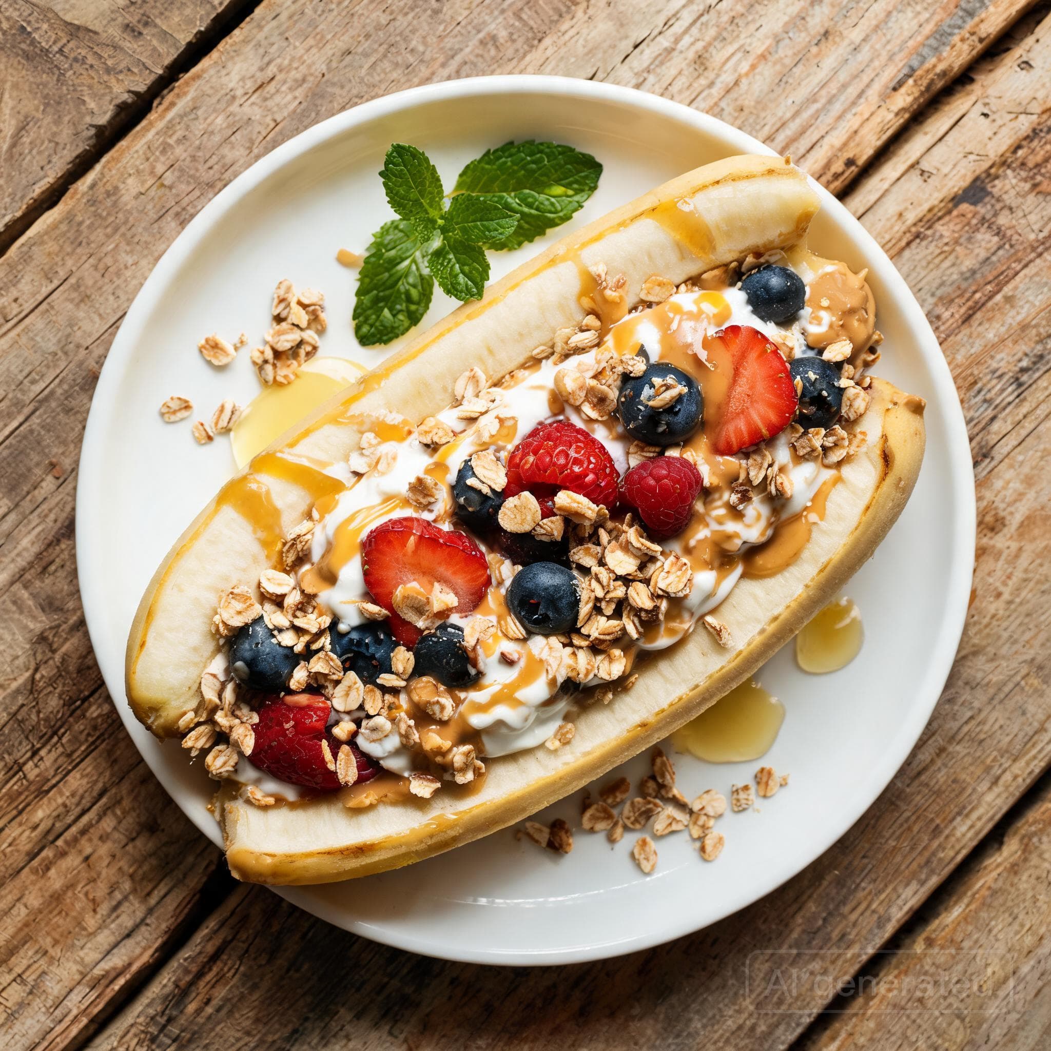 Fruchtiger Bananensplit mit Nussmus