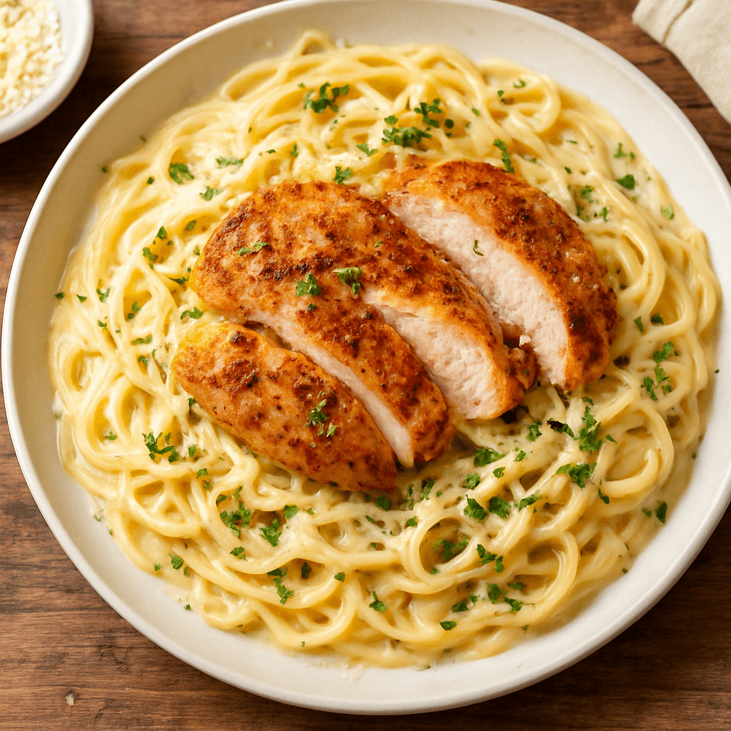 Pâtes Alfredo au poulet