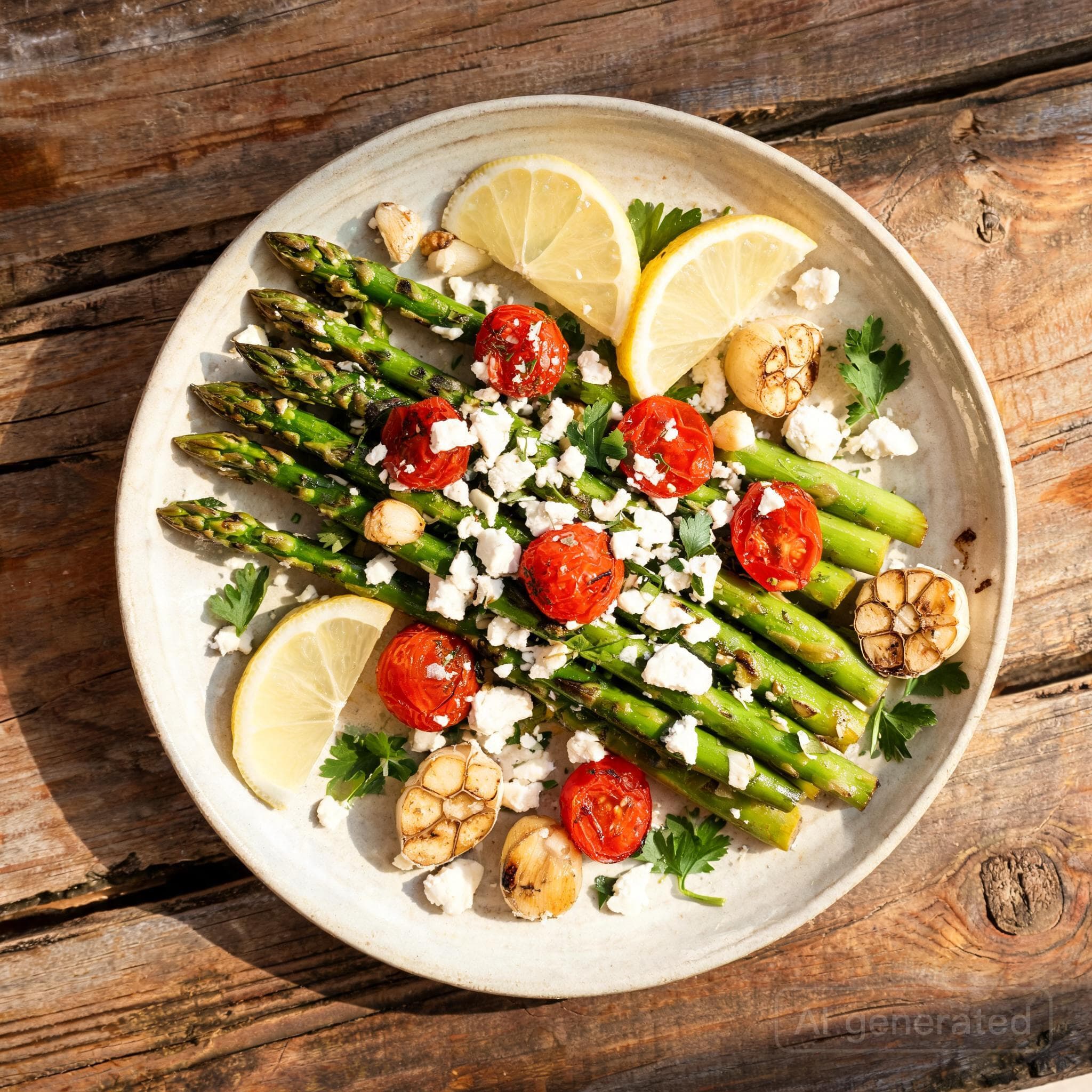 Ofenspargel mit Tomaten und Feta