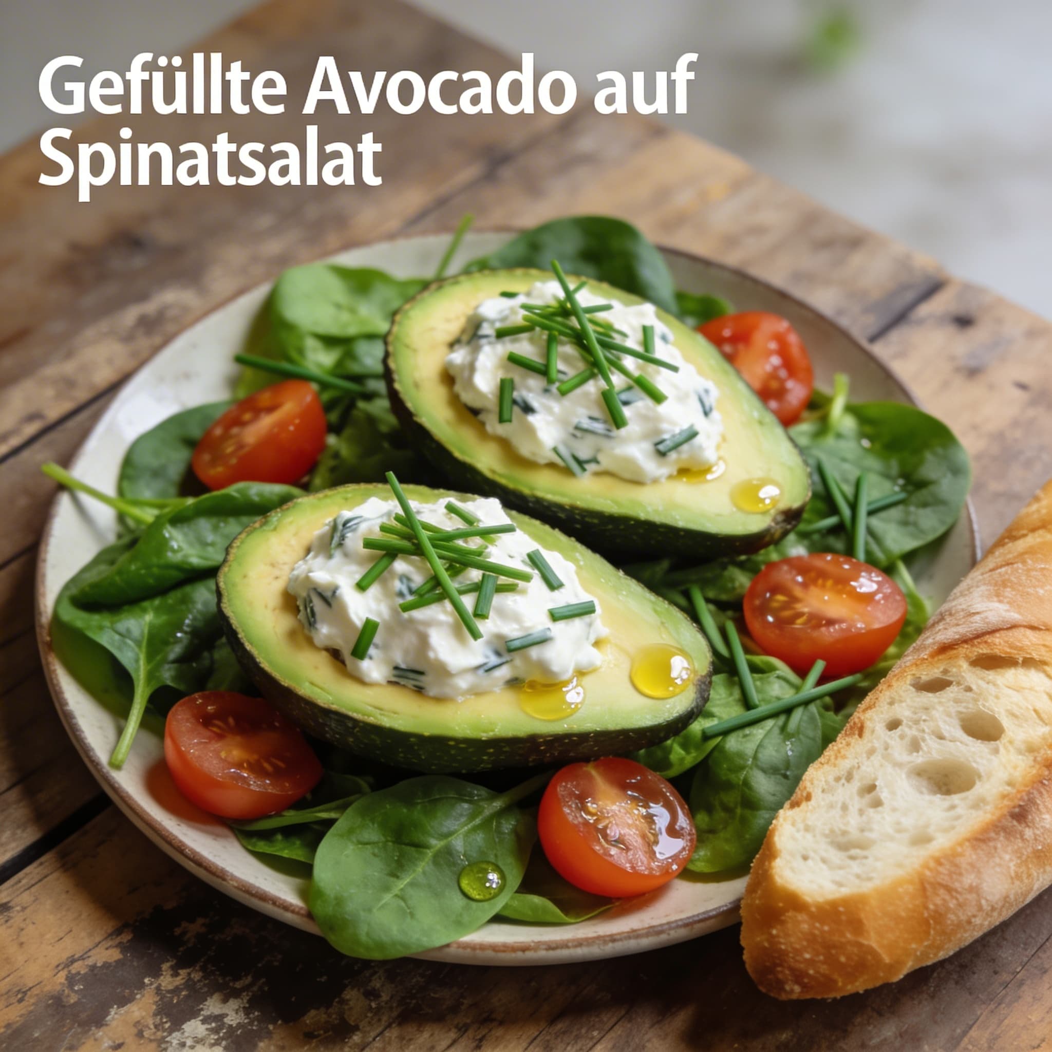 Gefüllte Avocado auf Spinatsalat