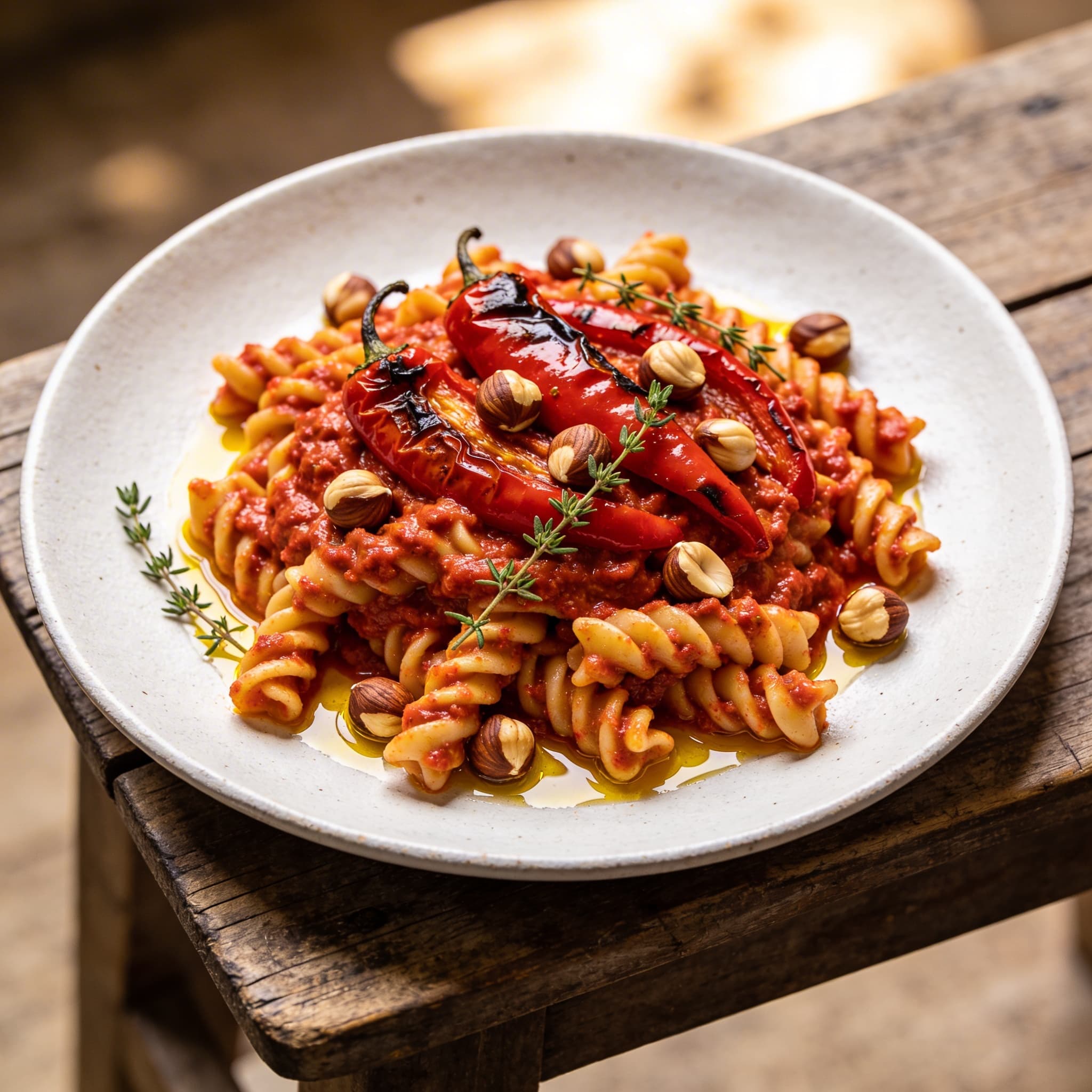 Würzige Paprika-Haselnuss-Pasta