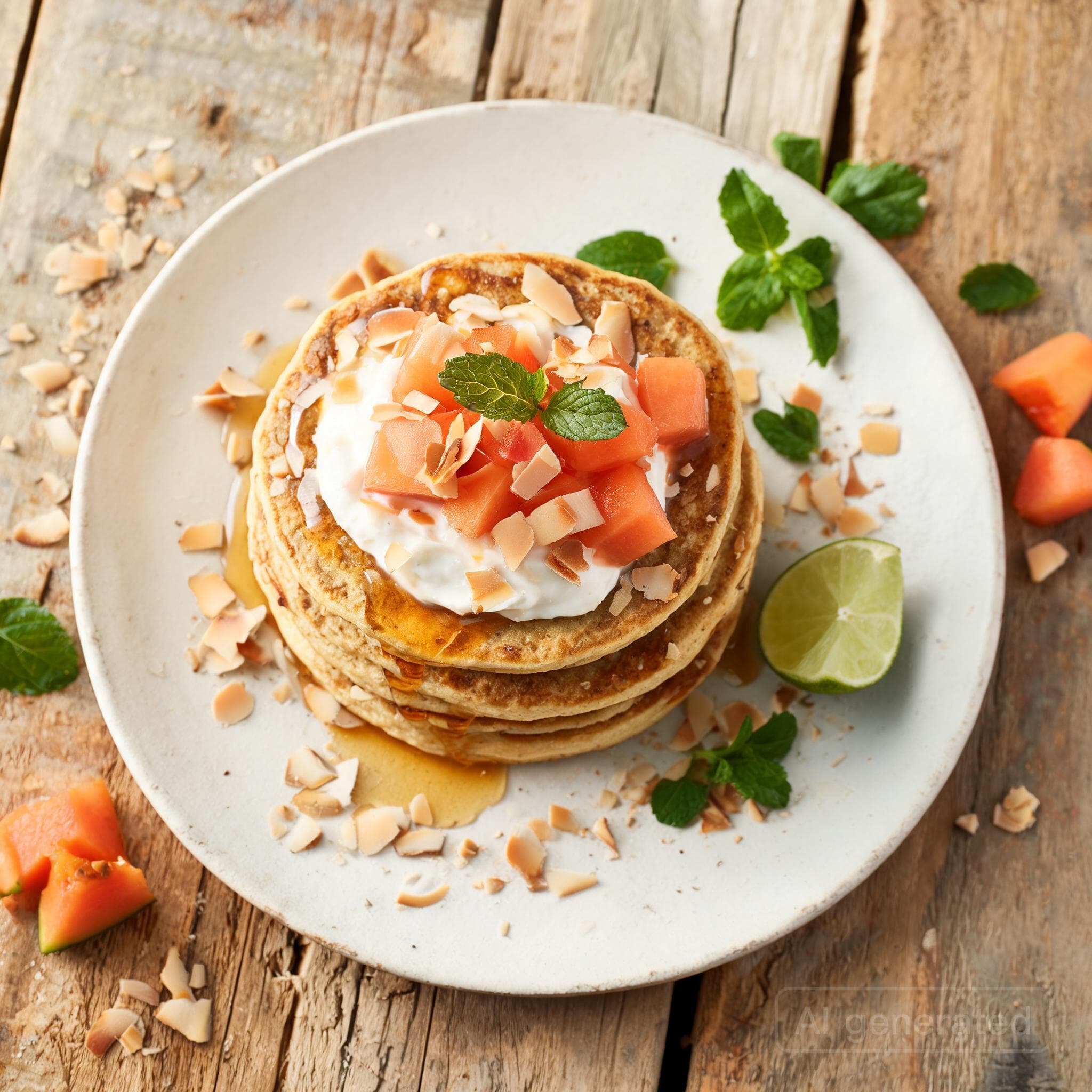 Tropische Papaya-Kokos-Pancakes