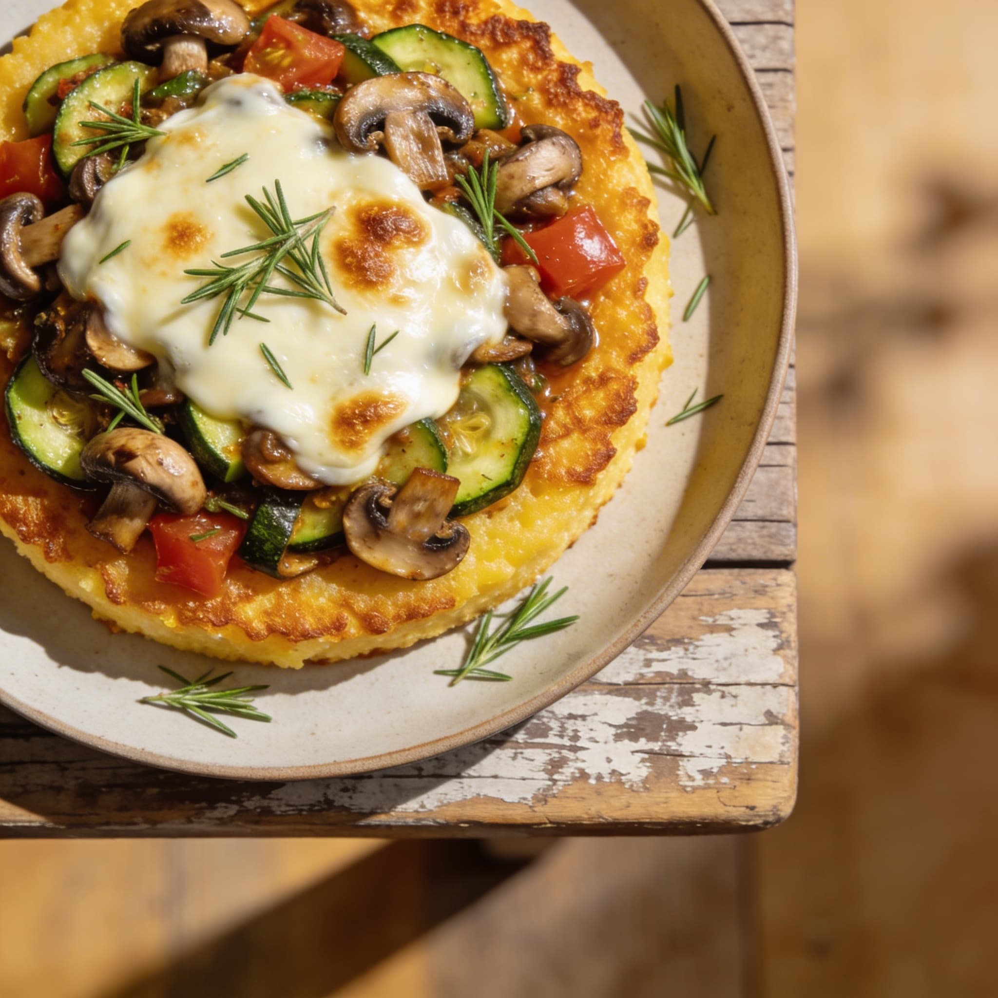 Polenta-Gemüseauflauf mit Mozzarella