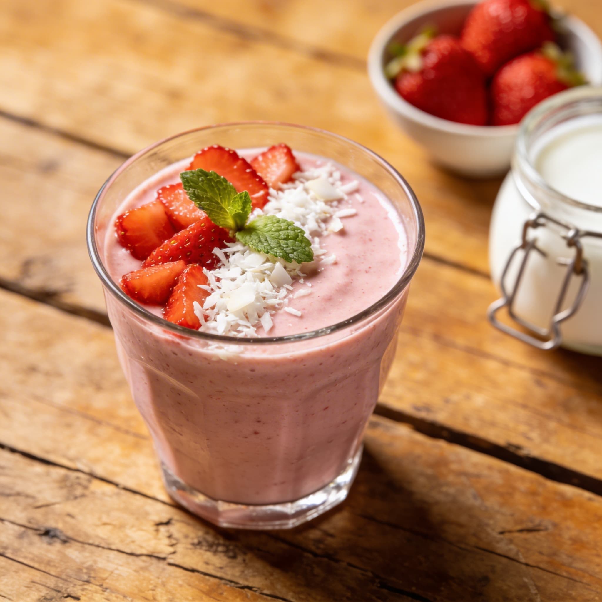 Cremiger Erdbeer-Kokos-Smoothie