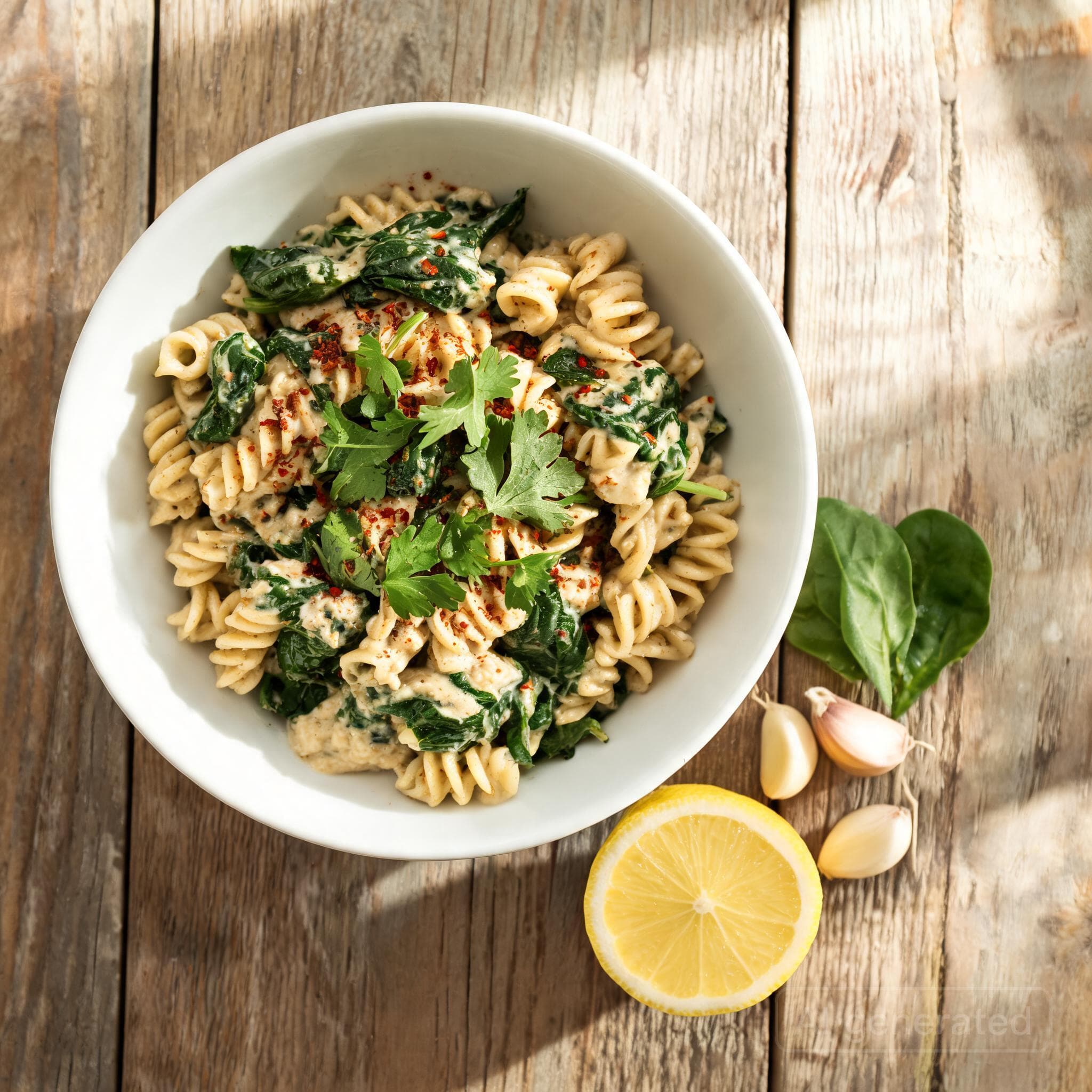 Cremige Zitronen-Hummus-Pasta