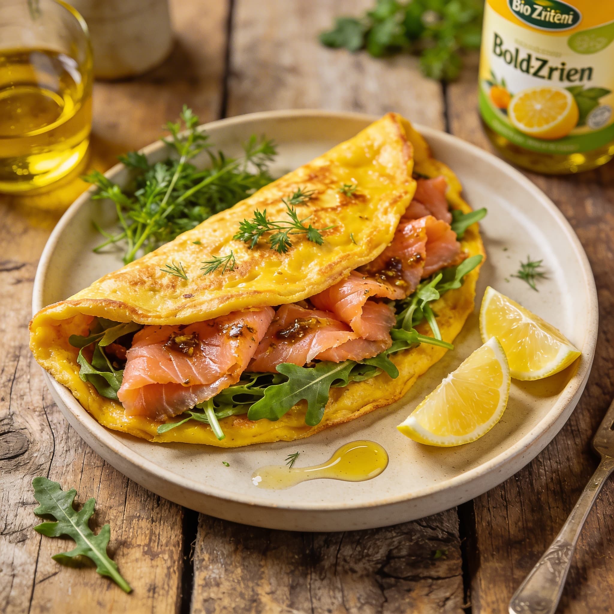Herzhafte Lachspfannkuchen mit Rucola
