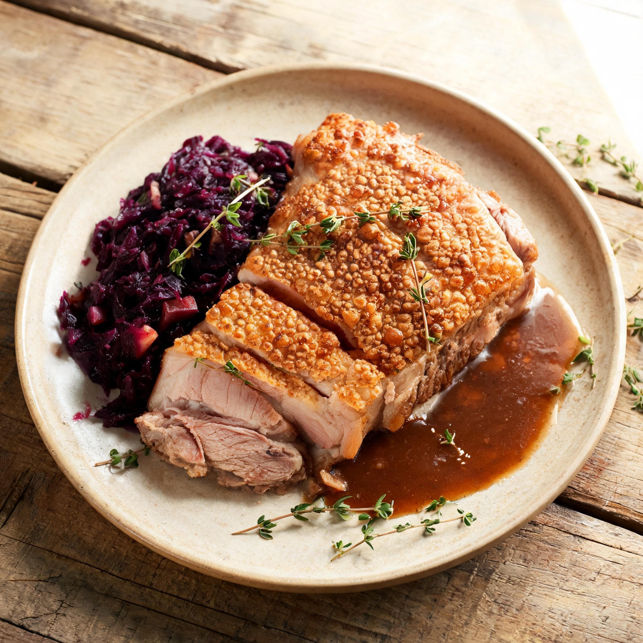 Rôti de porc en croûte et chou rouge