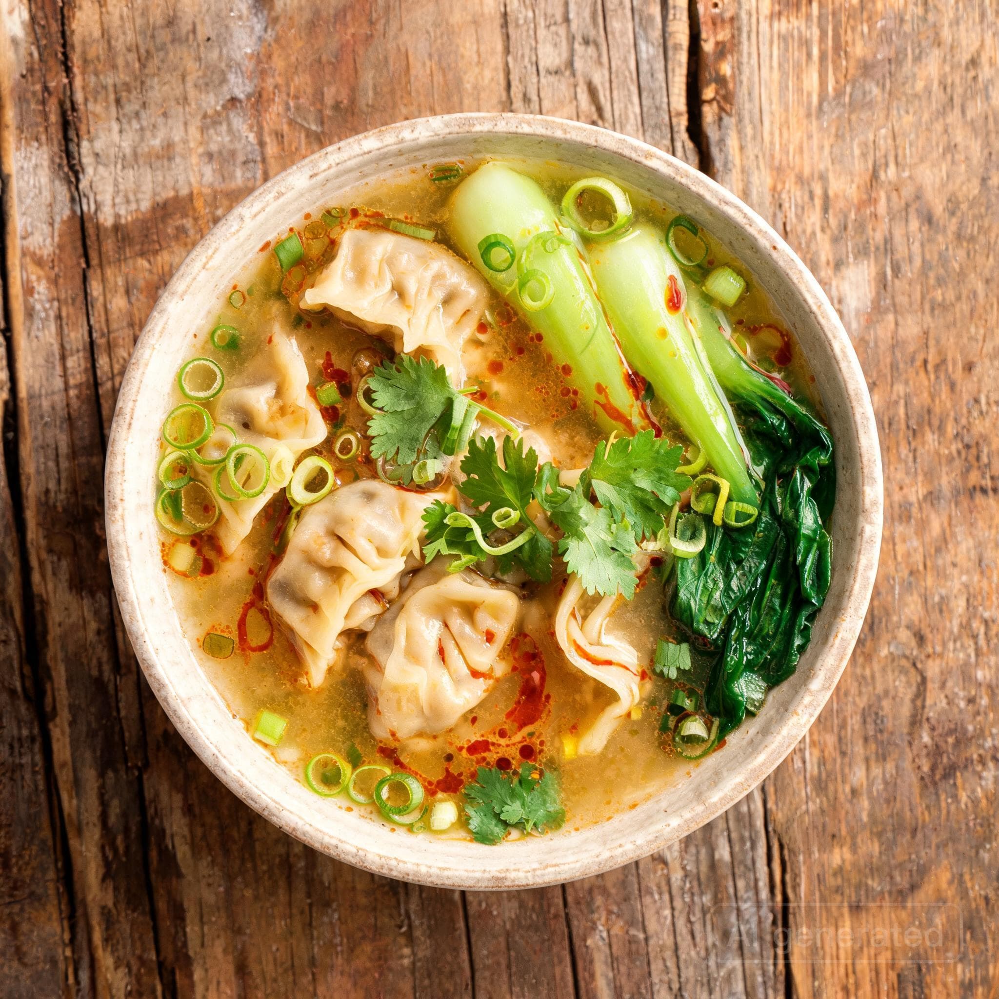 Würzige Gyoza-Suppe mit Pak-Choi