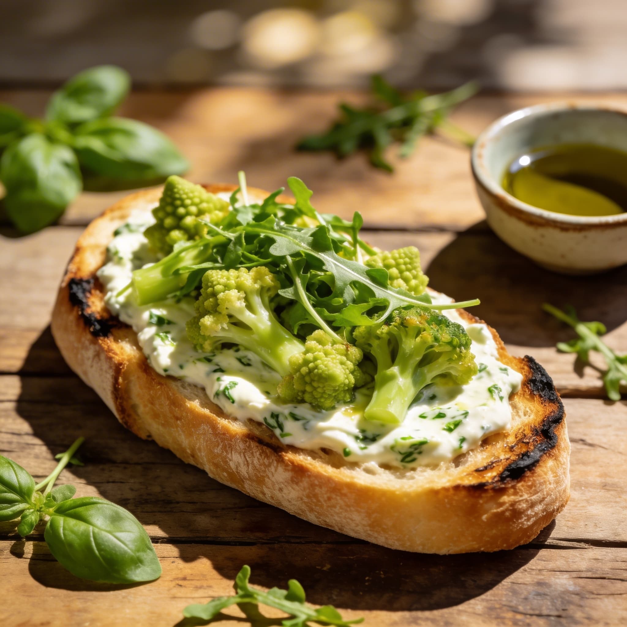 Grüne Bruschetta mit Romanesco
