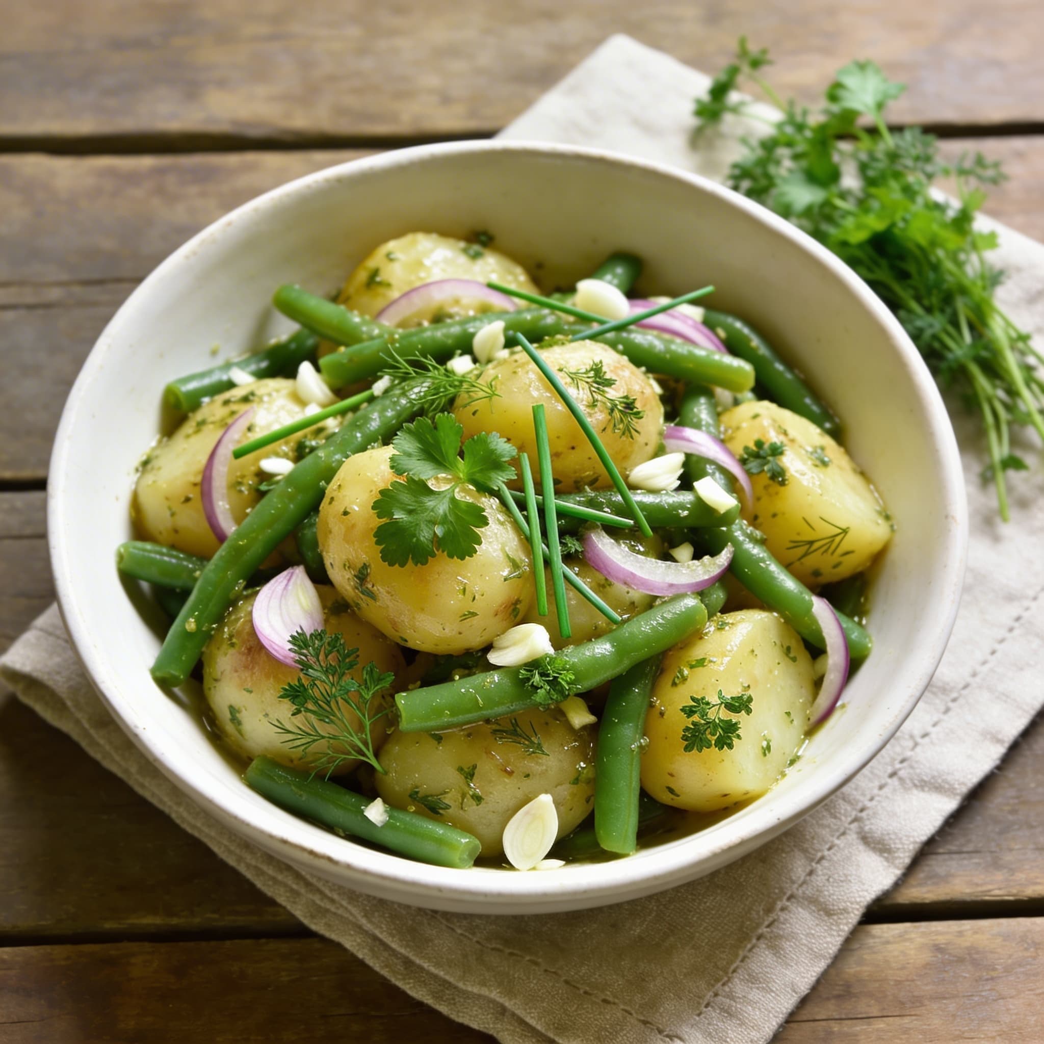 Kartoffelsalat mit grünen Bohnen