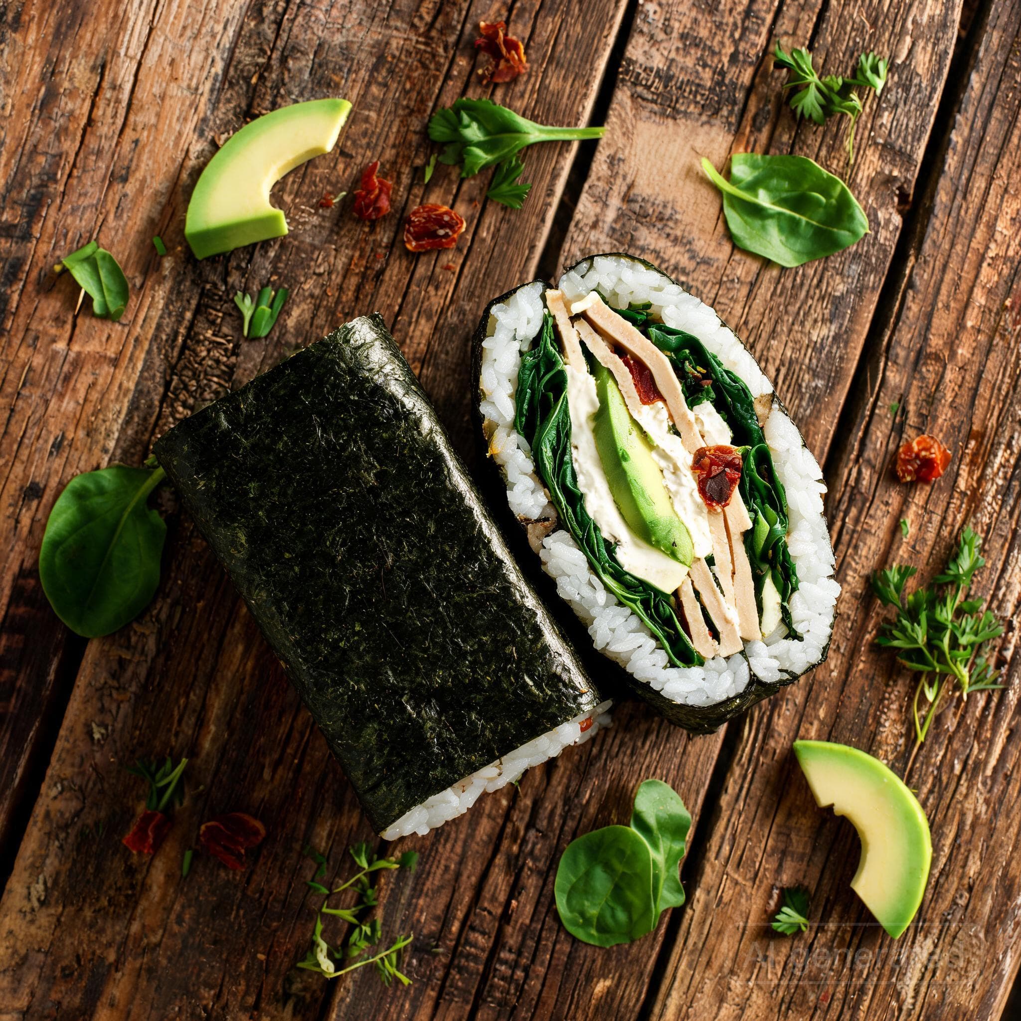 Japanische Reis-Sandwiches mit Tofu