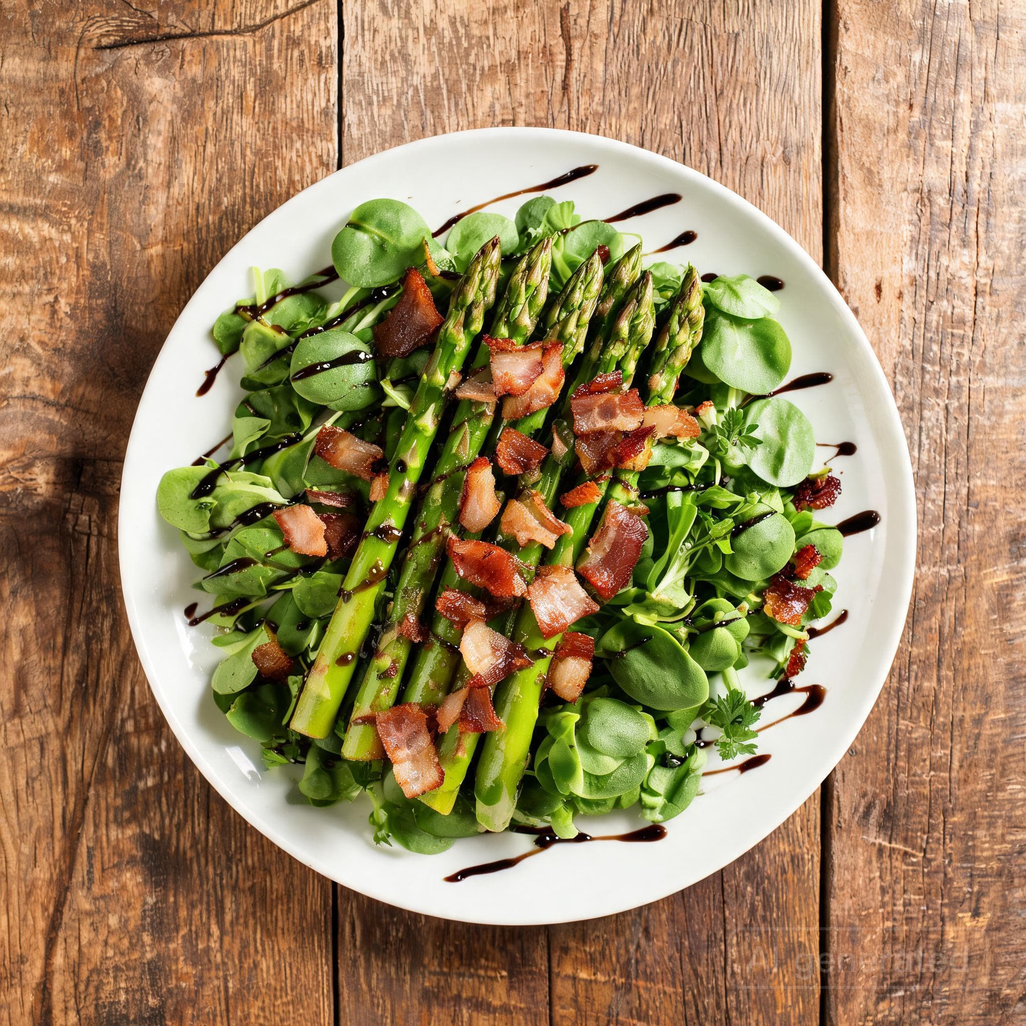 Grüner Spargel mit krossem Bacon