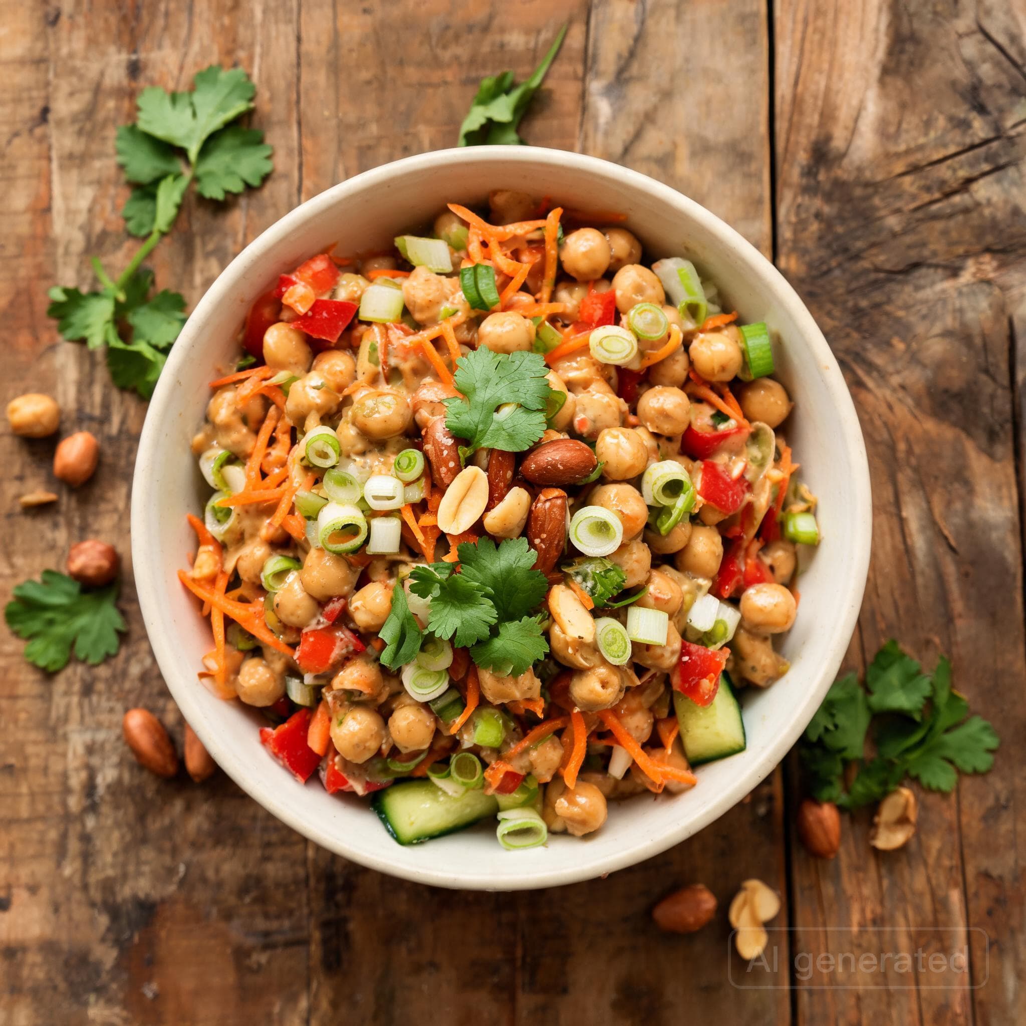 Asiatischer Kichererbsensalat mit Erdnussdressing
