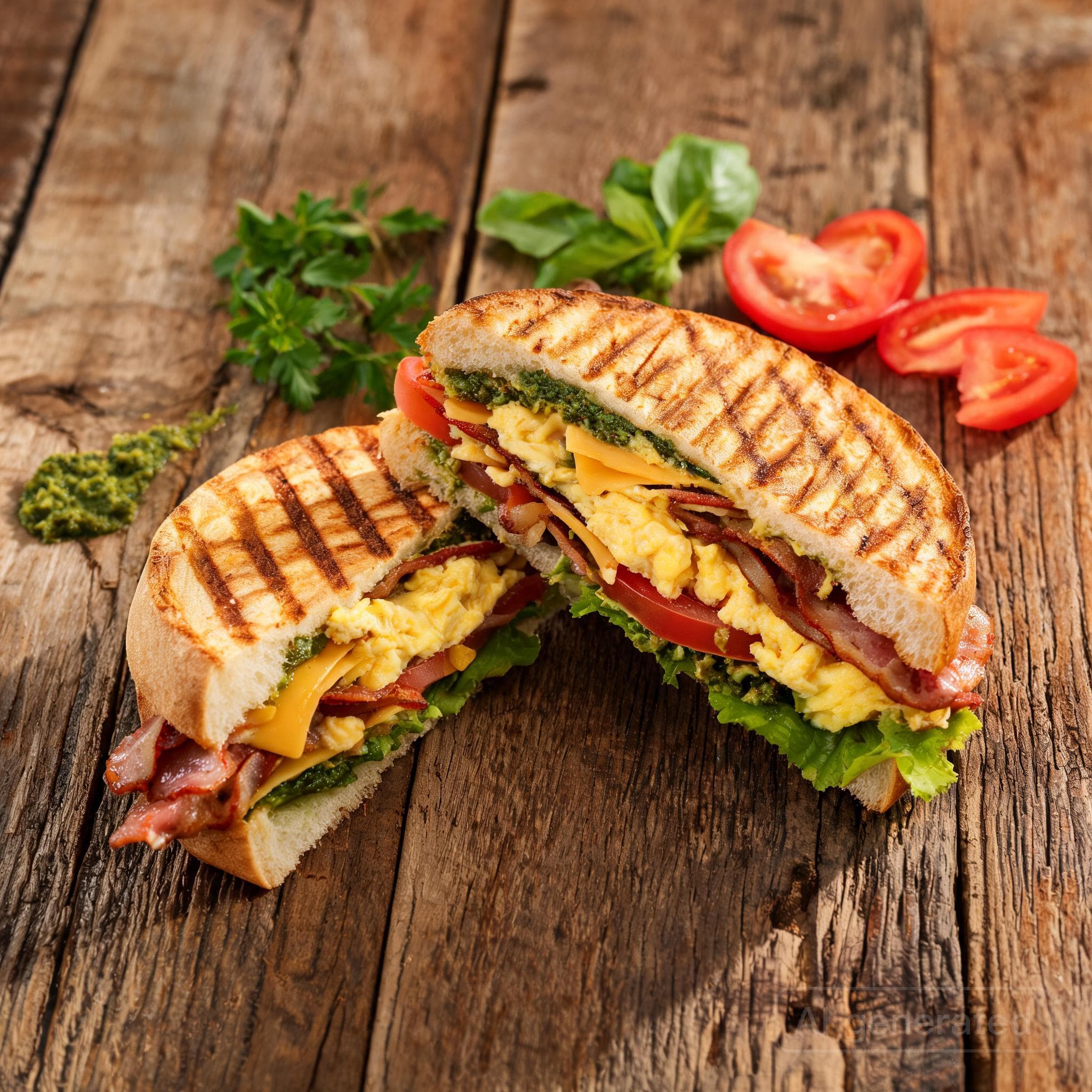 Herzhaftes Panini mit Rührei