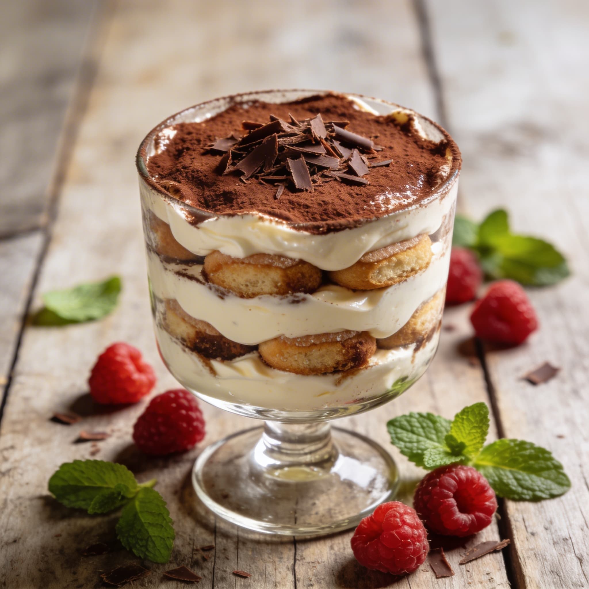 Klassisches Tiramisu mit Himbeeren