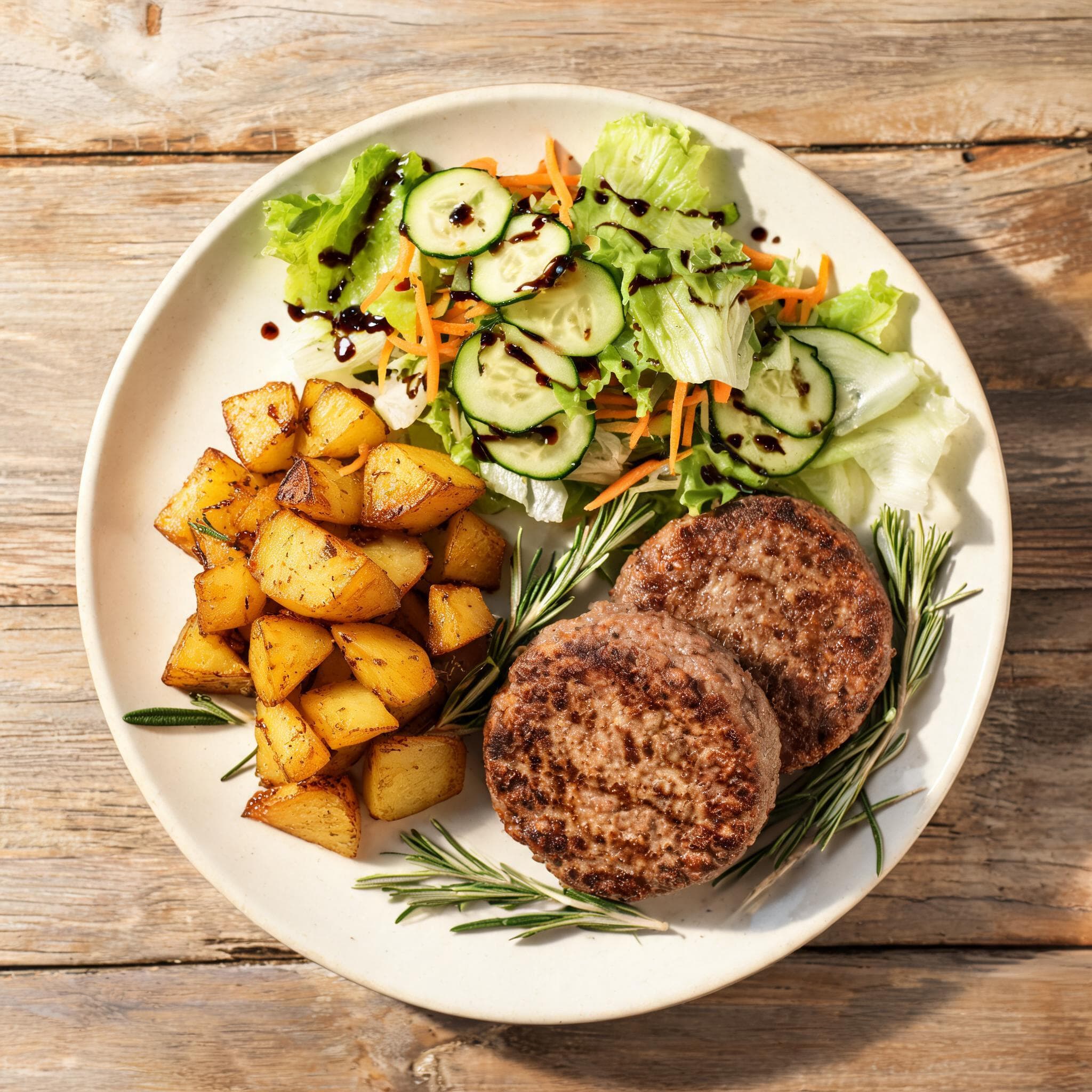 Beef Patties with Rosemary Potatoes